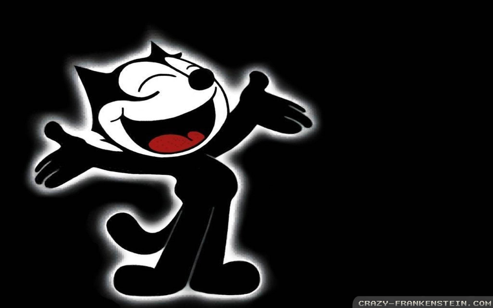 Felix The Cat, white glow, black and white, Full HD Desktop Wallpaper
