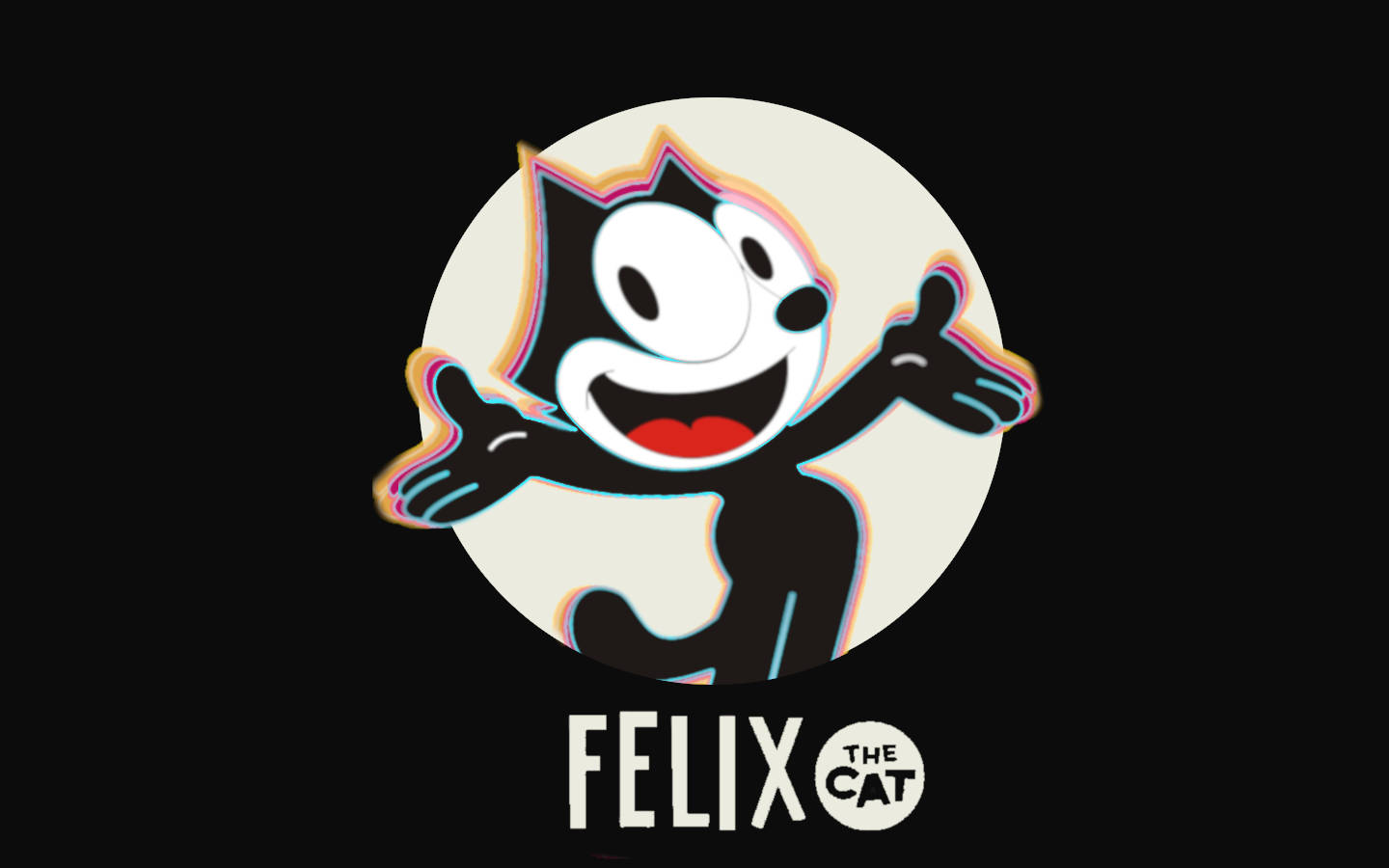 Felix The Cat, classic animated character, rainbow glitch effects, HD Desktop Wallpaper