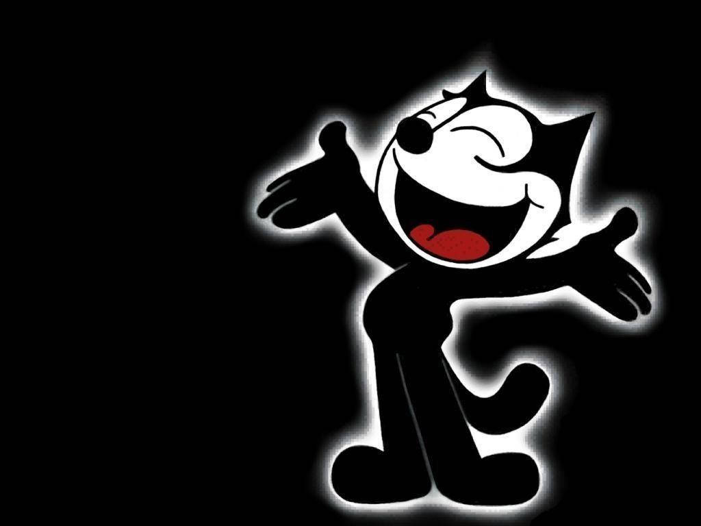 Felix The Cat, glowing, black and white, SD Desktop Wallpaper