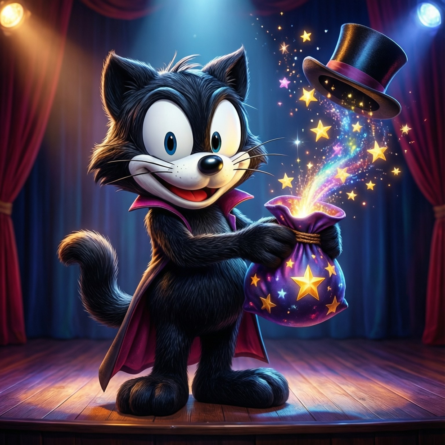 Felix The Cat, red cape, top hat, HD Desktop Wallpaper