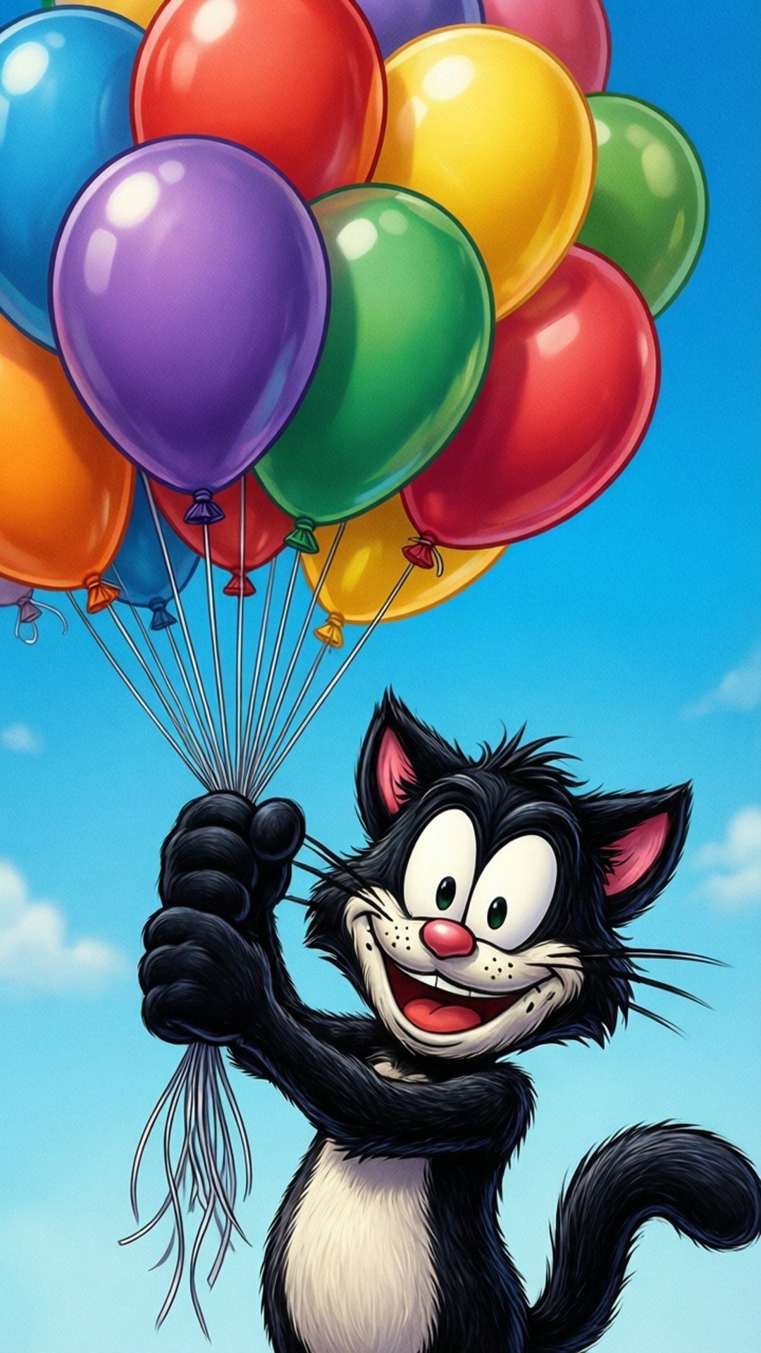 Felix The Cat, black cartoon cat, white chest, Full HD Phone Wallpaper