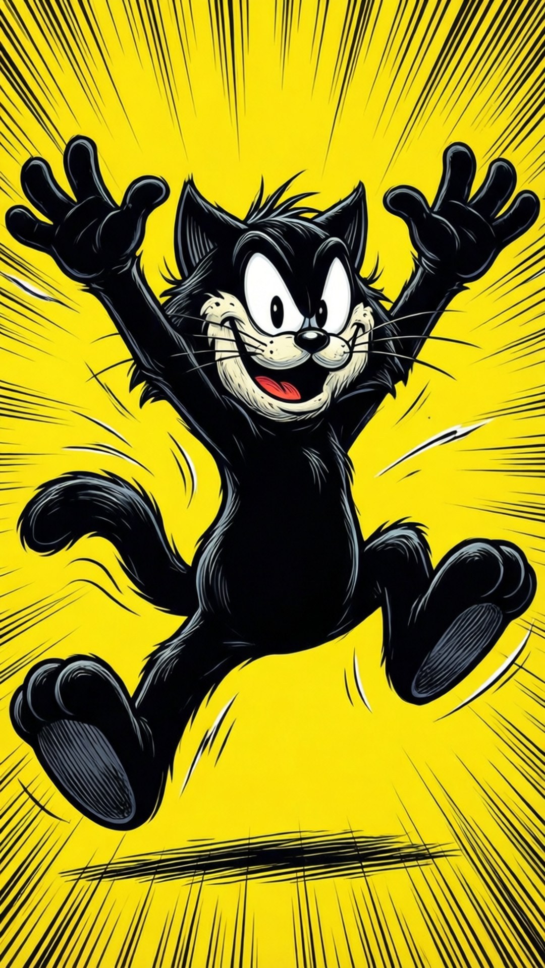 Felix The Cat, black cartoon cat, white muzzle, Full HD Phone Wallpaper