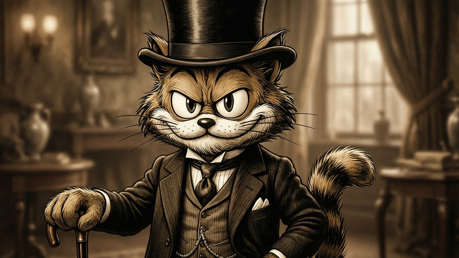 Felix The Cat, top hat, suit, Full HD Desktop Wallpaper