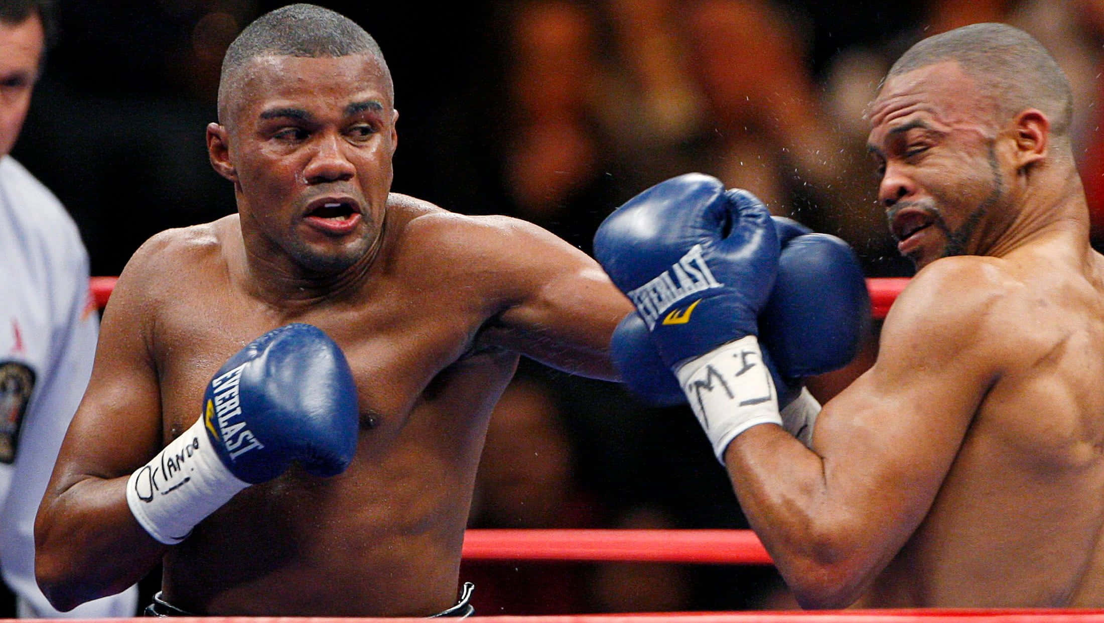 Felix Trinidad, dark blue boxing gloves, ring, Full HD Desktop Wallpaper