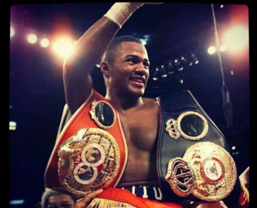 Felix Trinidad, championship belts, arena lights, SD Desktop Wallpaper