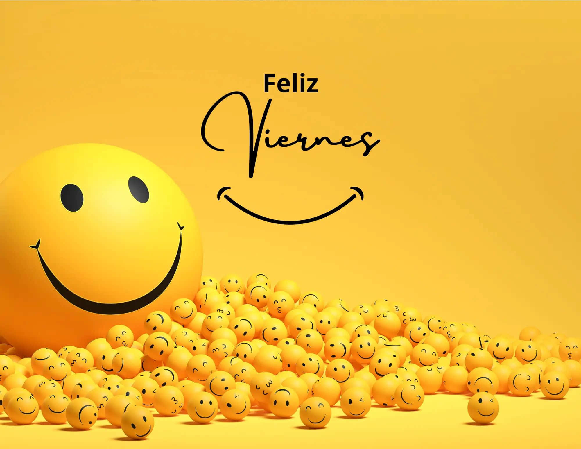 Feliz Viernes, yellow background, smiley ball, Full HD Desktop Wallpaper