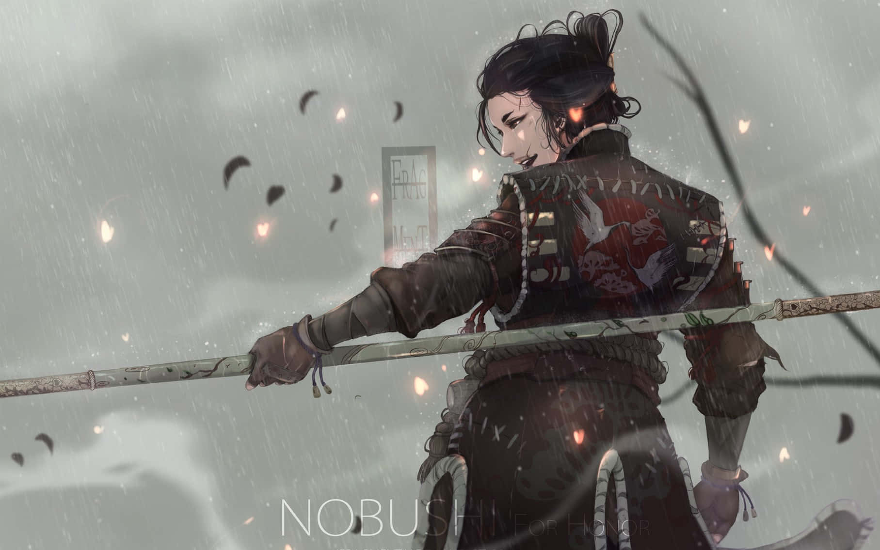 Female Samurai For Honor, rainstorm, long sword, HD Desktop Wallpaper