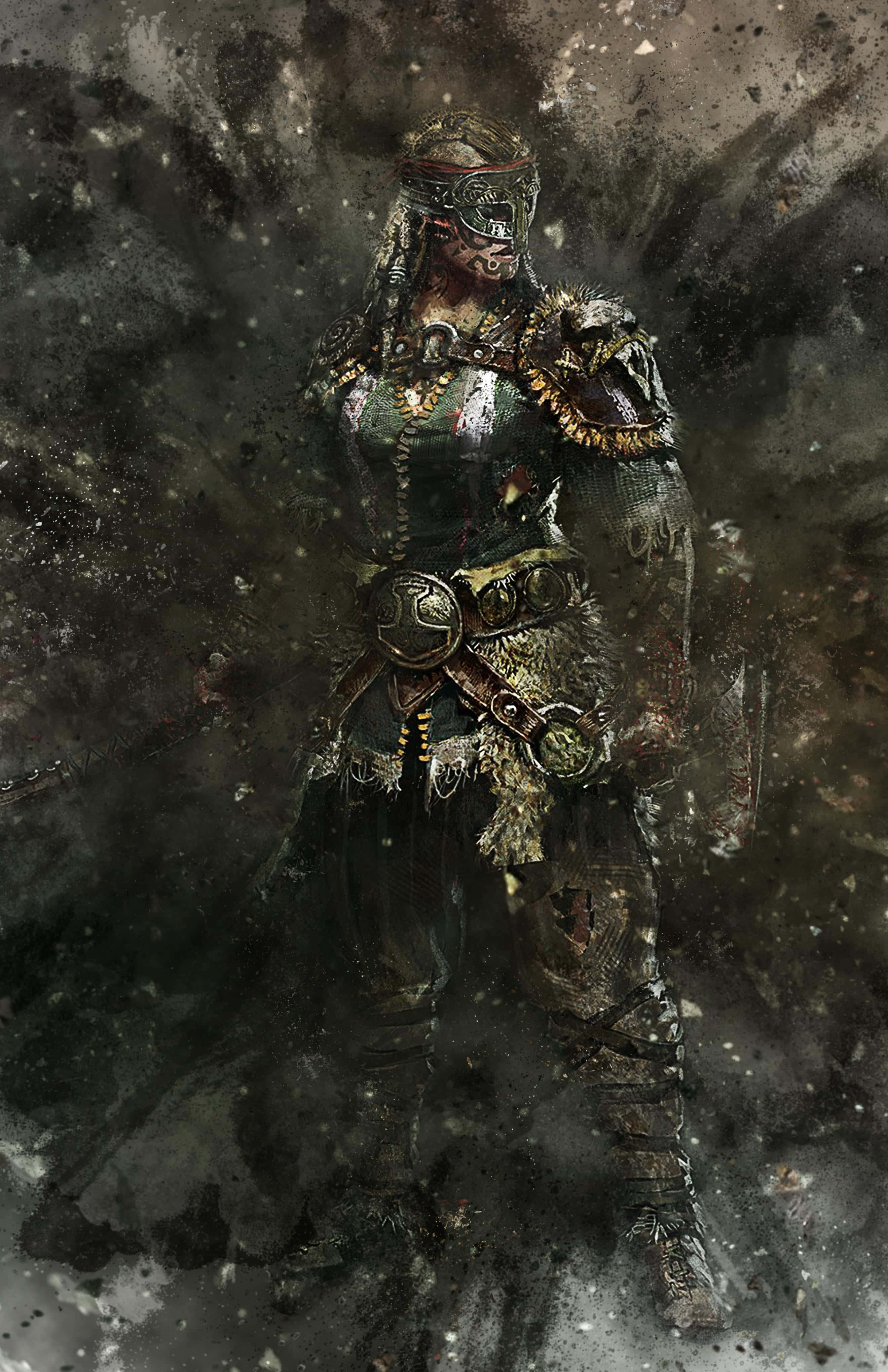 Female Samurai For Honor, dark fantasy warrior, ornate armor, 4K Phone Wallpaper