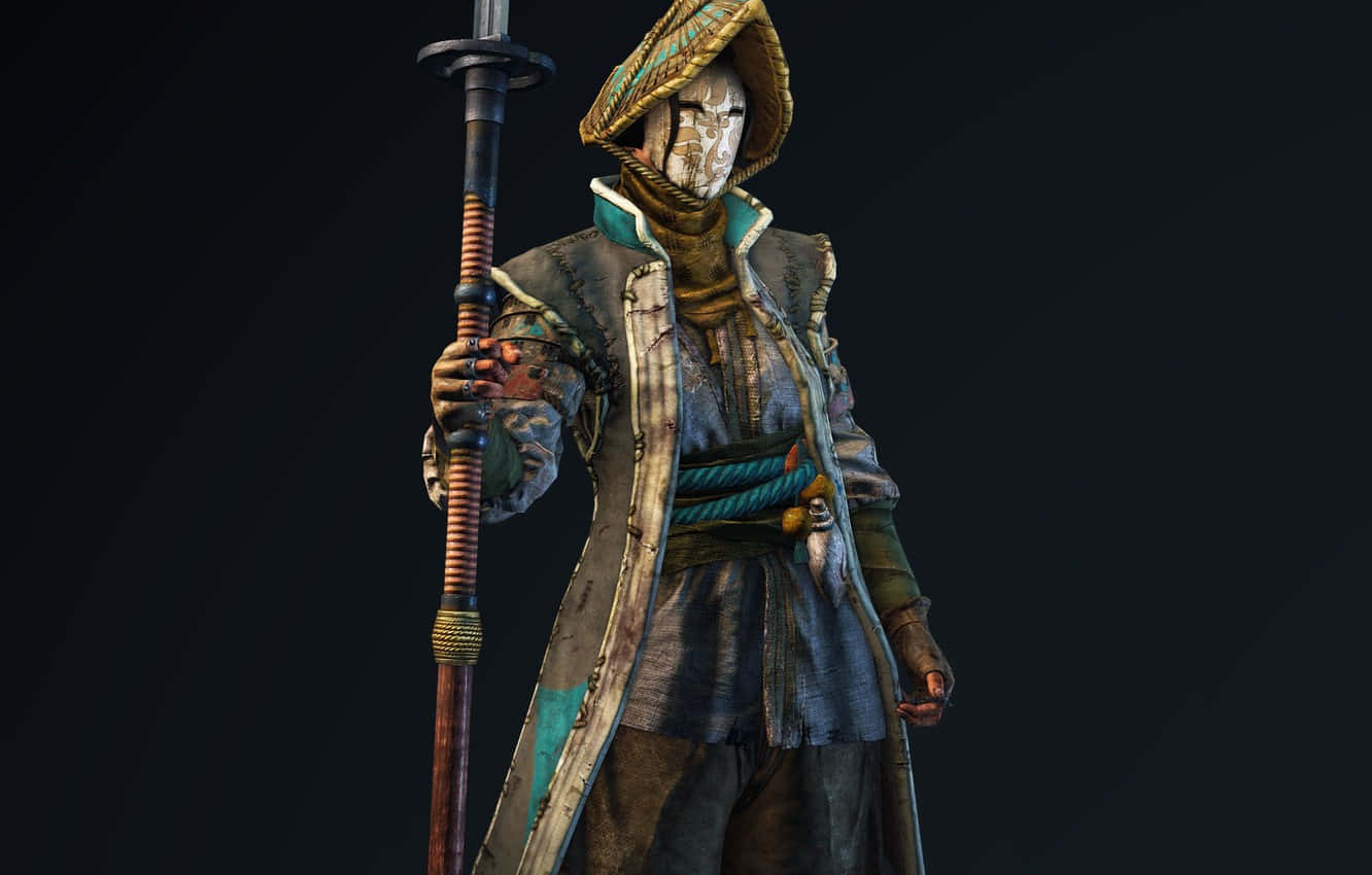 Female Samurai, ornate armor, woven hat, HD Desktop Wallpaper
