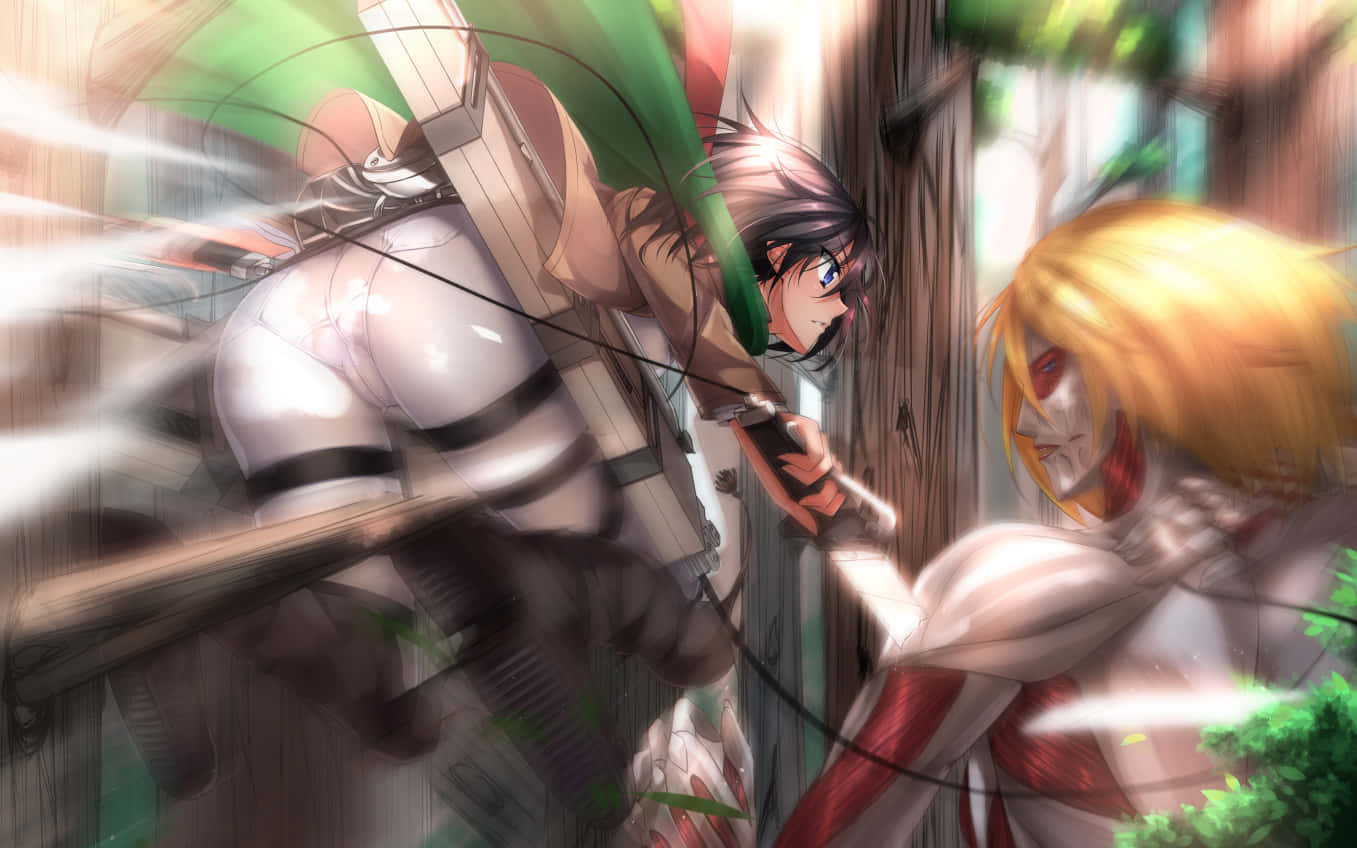 Female Titan, anime character, harness, HD Desktop Wallpaper