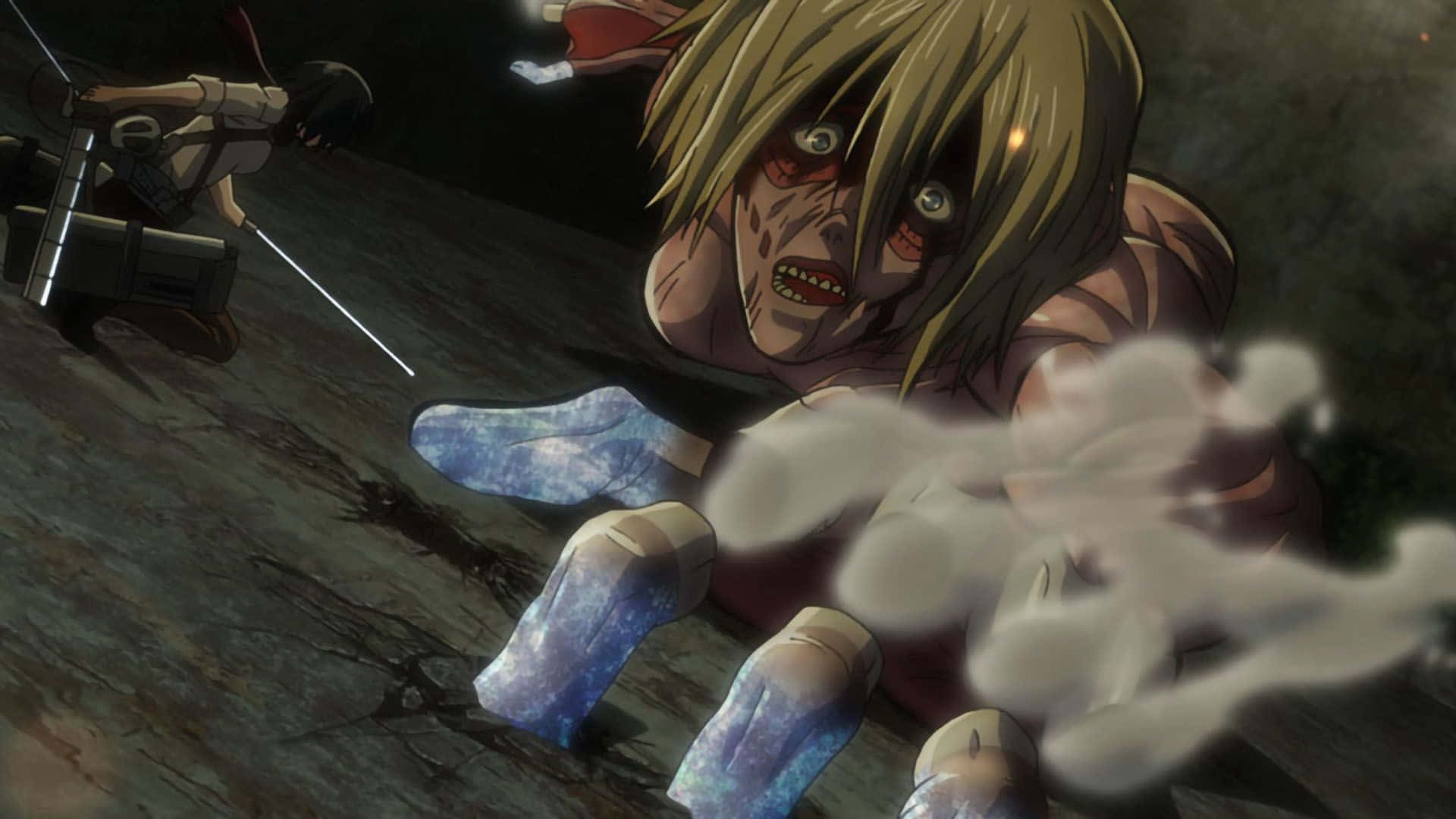 Female Titan, glowing eyes, blue glowing feet, Full HD Desktop Wallpaper