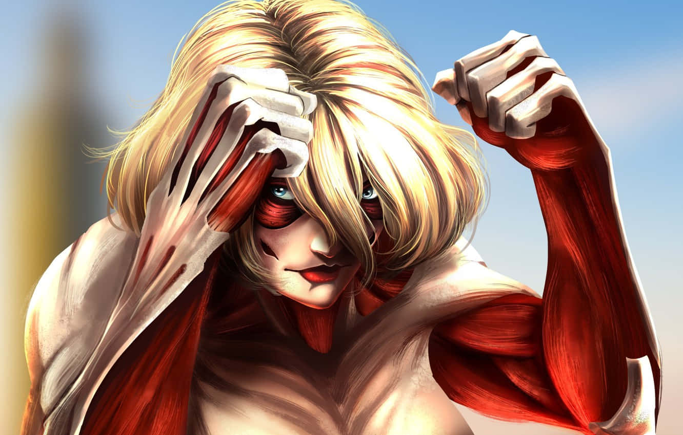 Female Titan, blonde-haired, exposed red muscles, HD Desktop Wallpaper