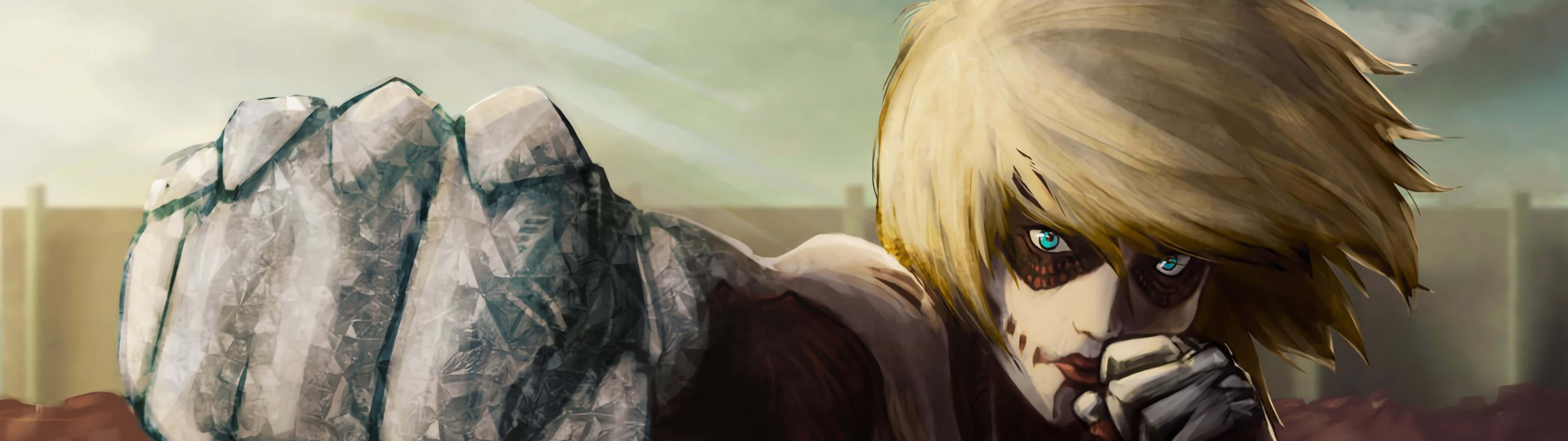 Female Titan, blonde-haired, blue eyes, 8K Desktop Wallpaper