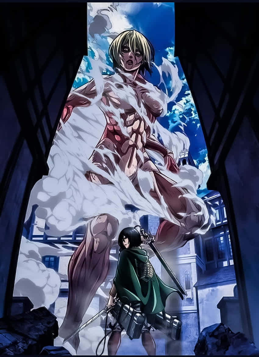 Female Titan, white hair, green cloak, SD Phone Wallpaper