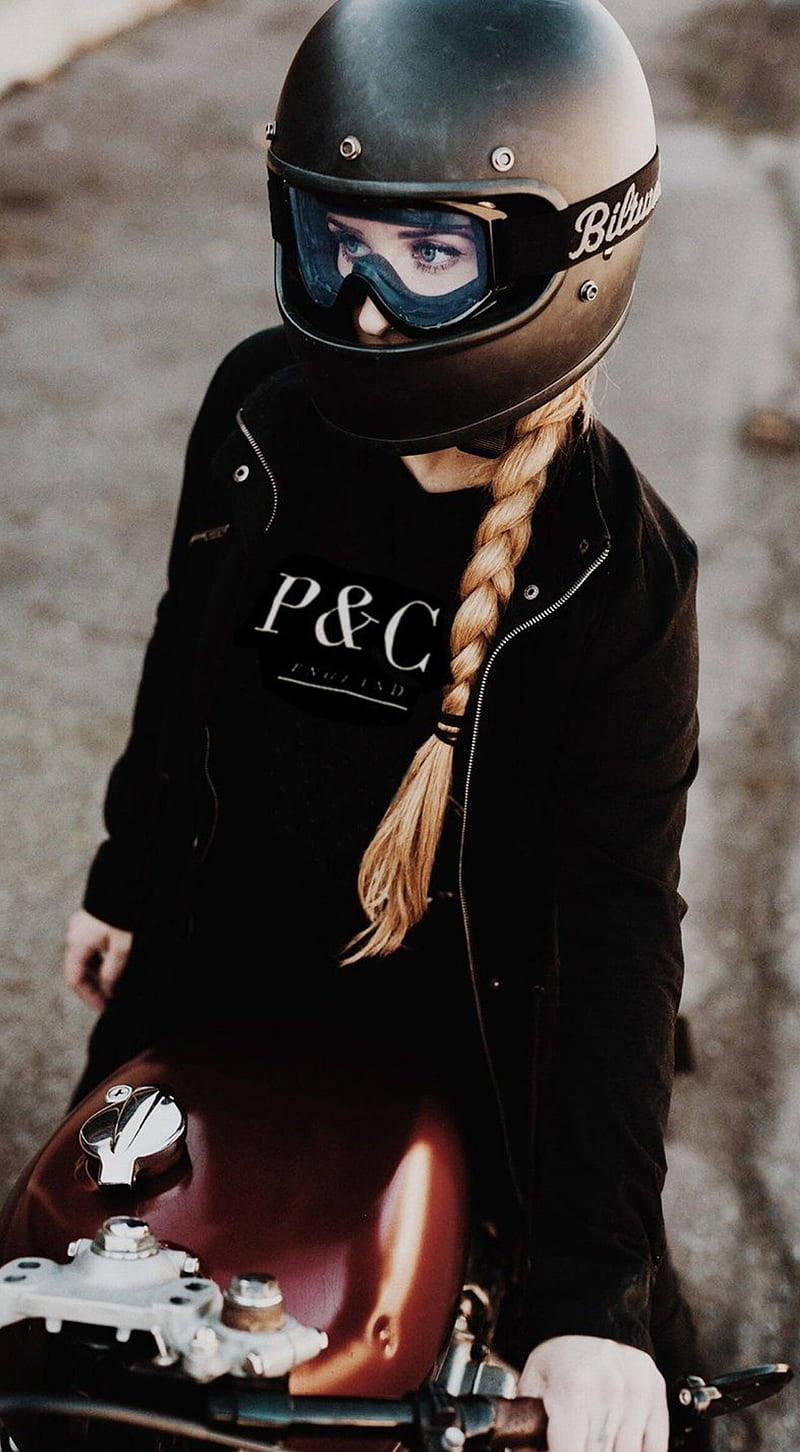 black helmet, black jacket, vintage motorcycle, HD Phone Wallpaper
