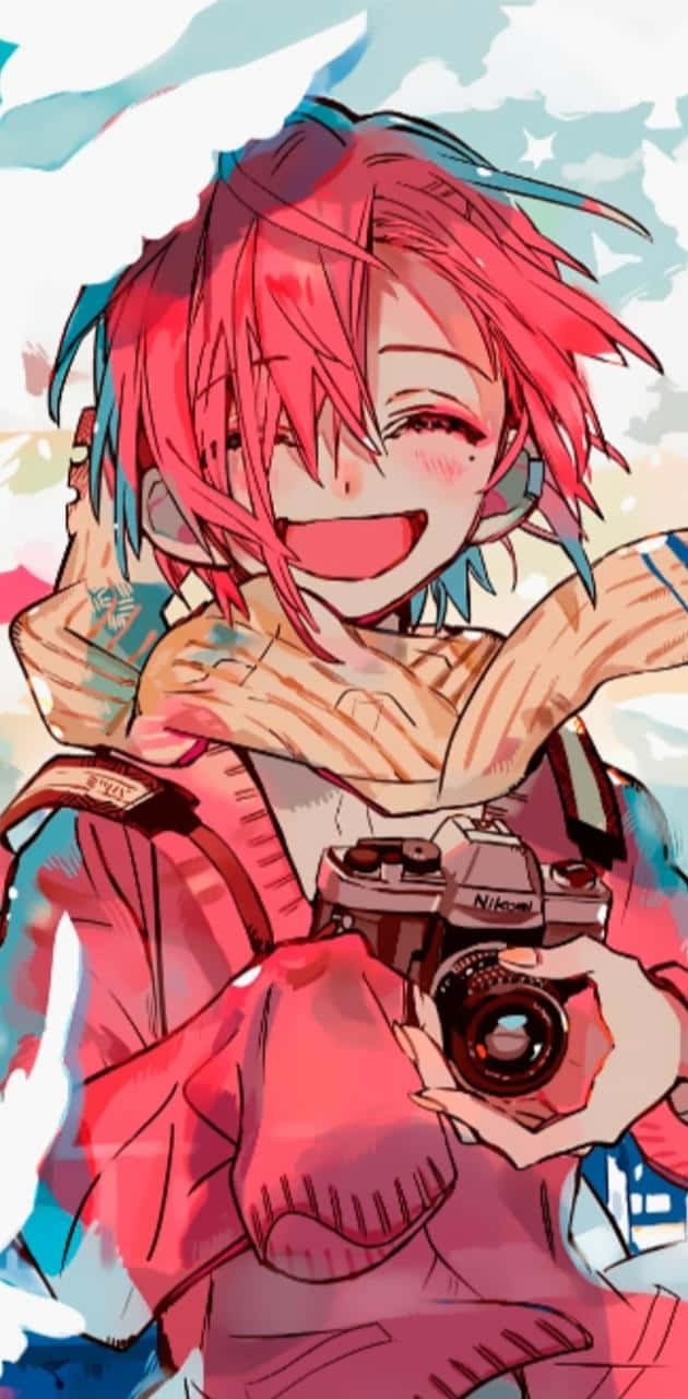 femboy, red hair, blue streaks, HD Phone Wallpaper