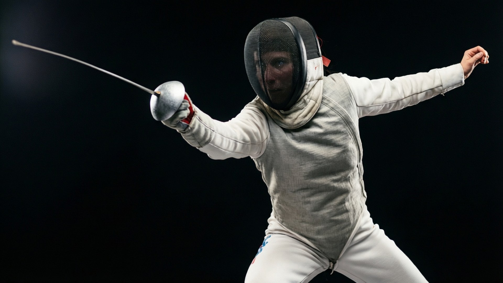 fencing, lunge, white gear, Full HD Desktop Wallpaper