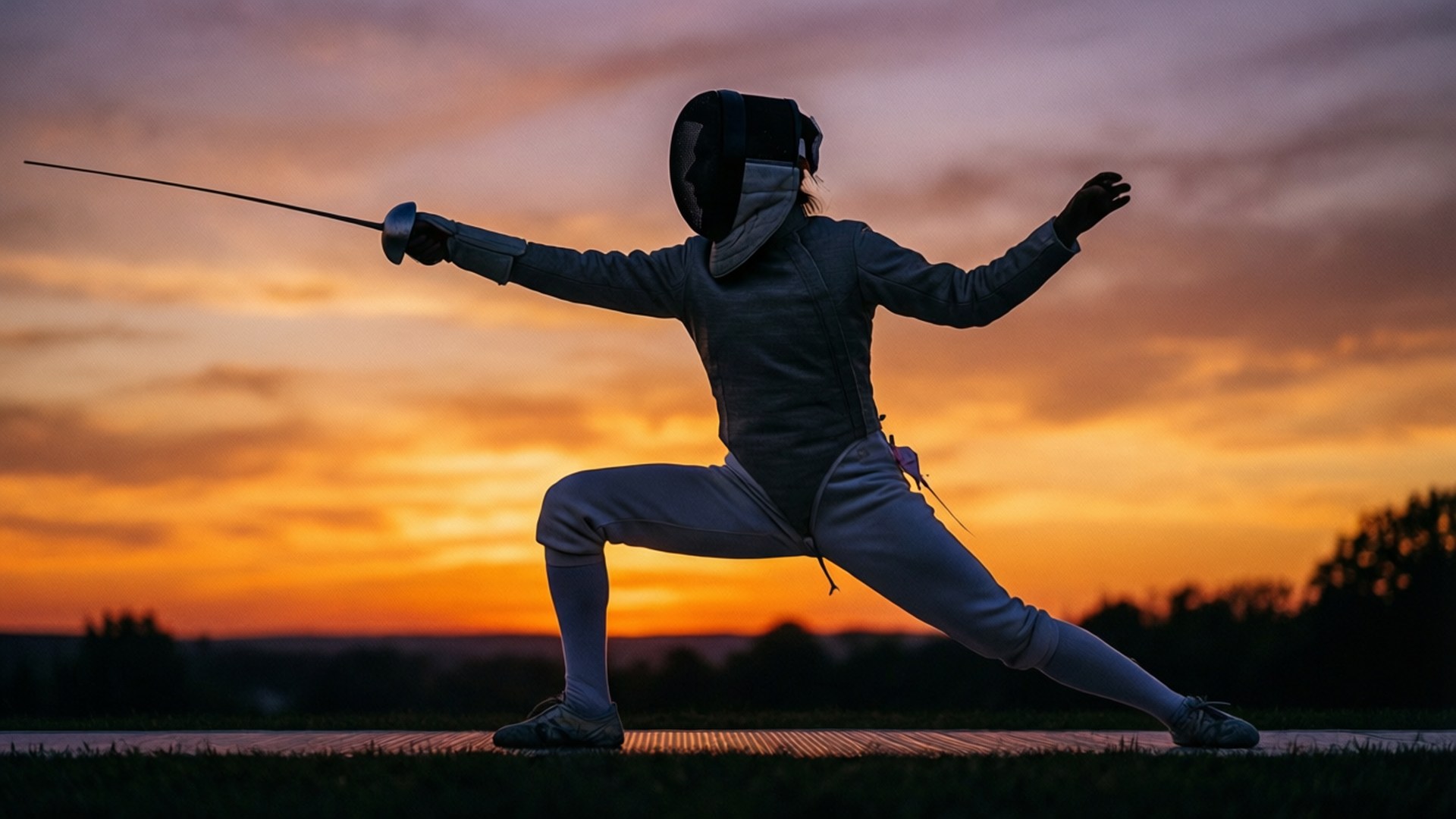 fencing, silhouette, sunset, Full HD Desktop Wallpaper