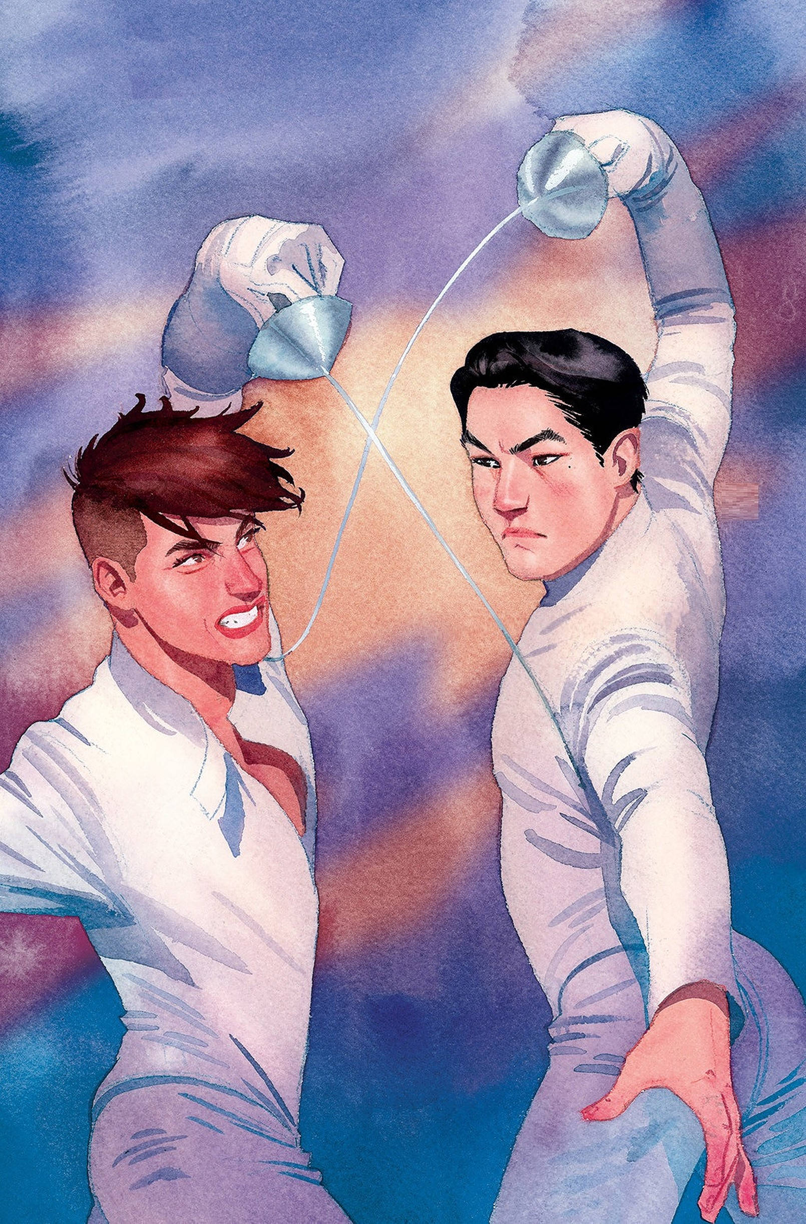 fencing, white fencing uniforms, swords, Full HD Phone Wallpaper