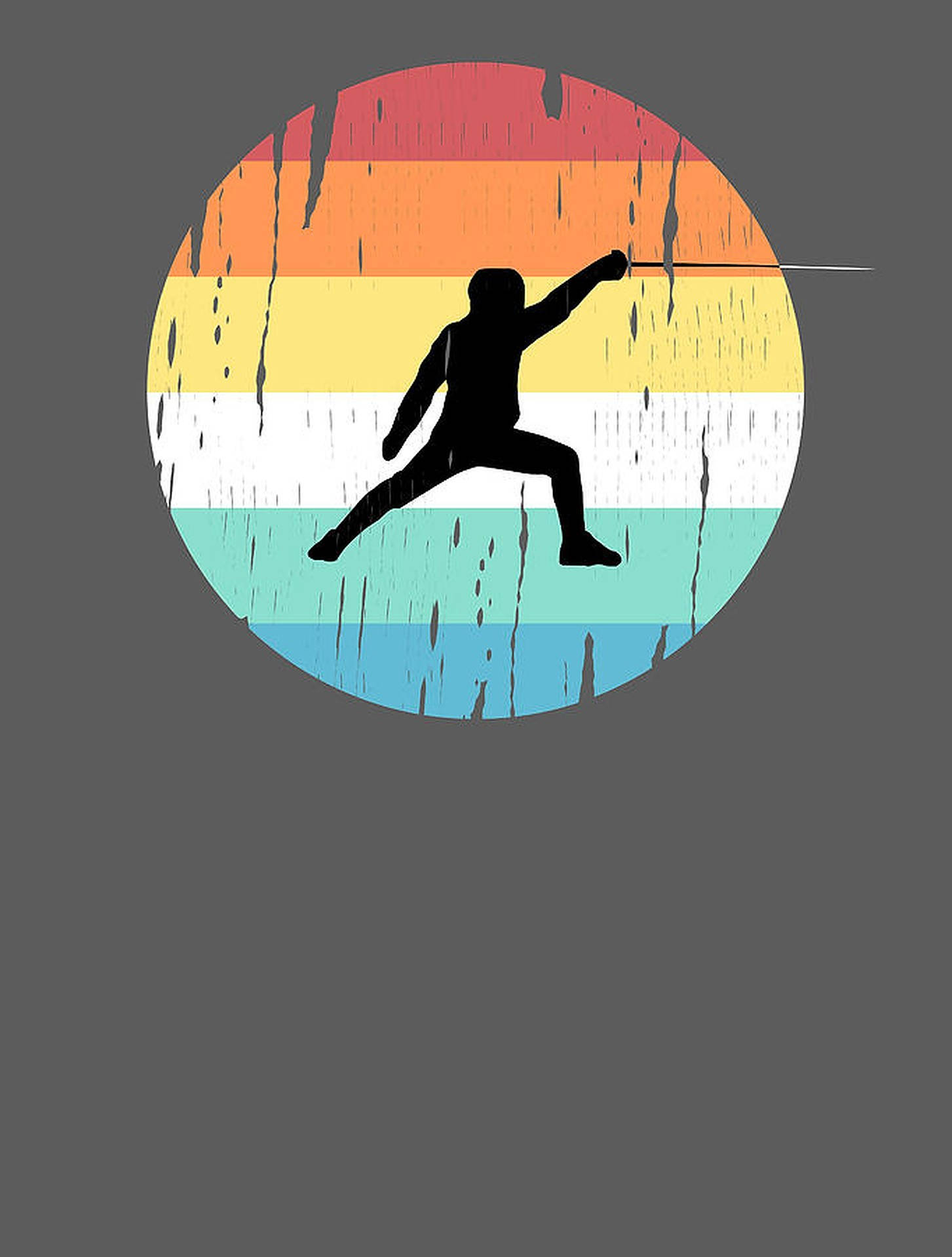 fencing, rainbow, black silhouette, HD Phone Wallpaper