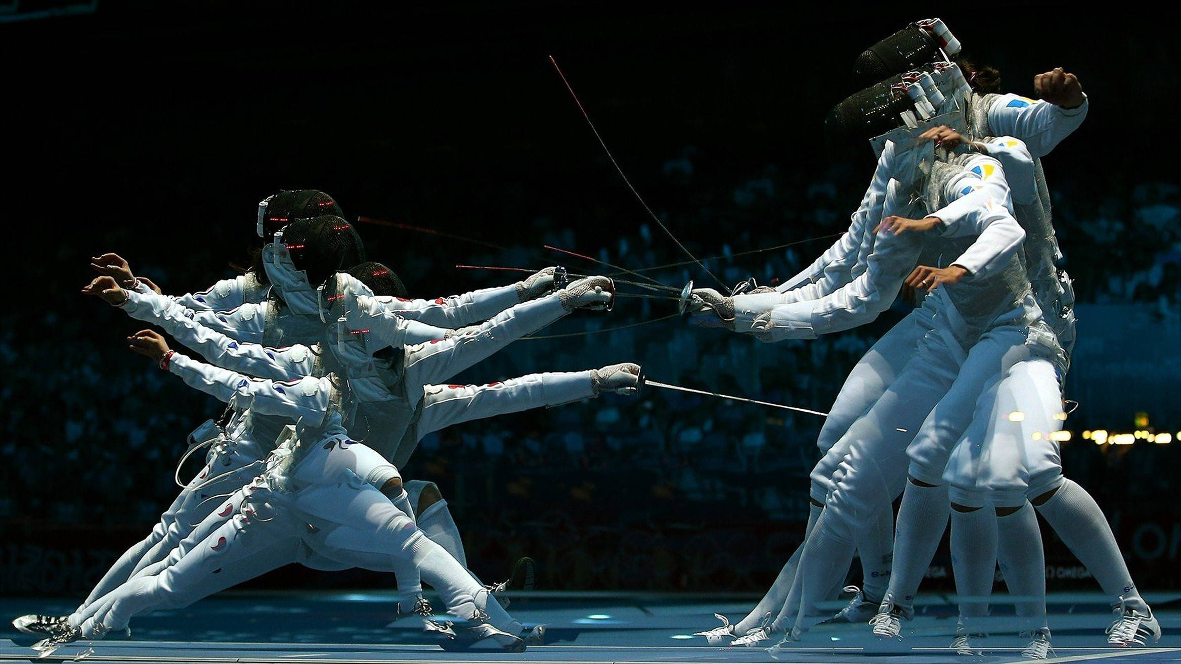 fencing, white gear, swords, Full HD Desktop Wallpaper