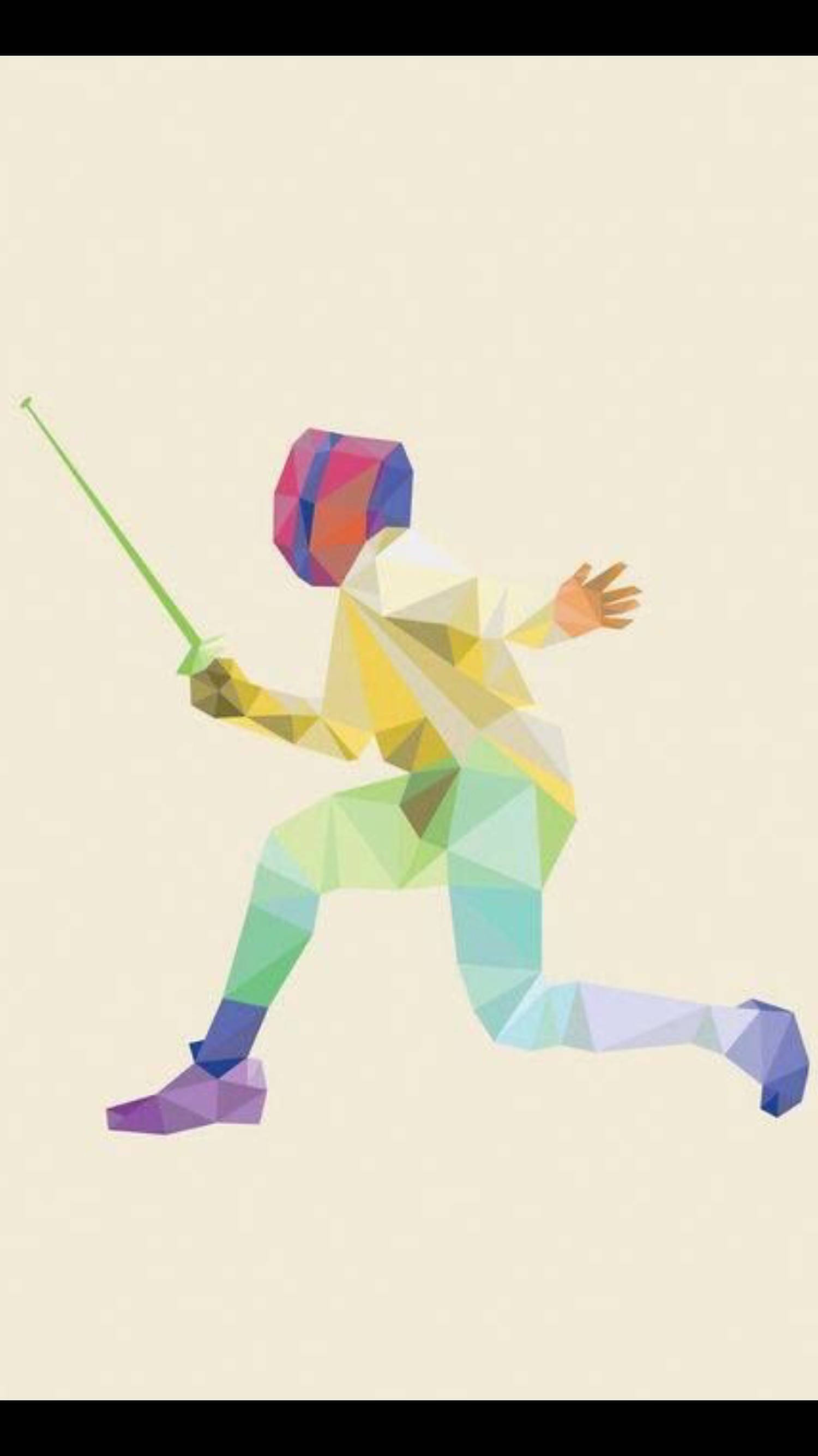 fencing, polygon art, low-poly fencer, 2K Phone Wallpaper