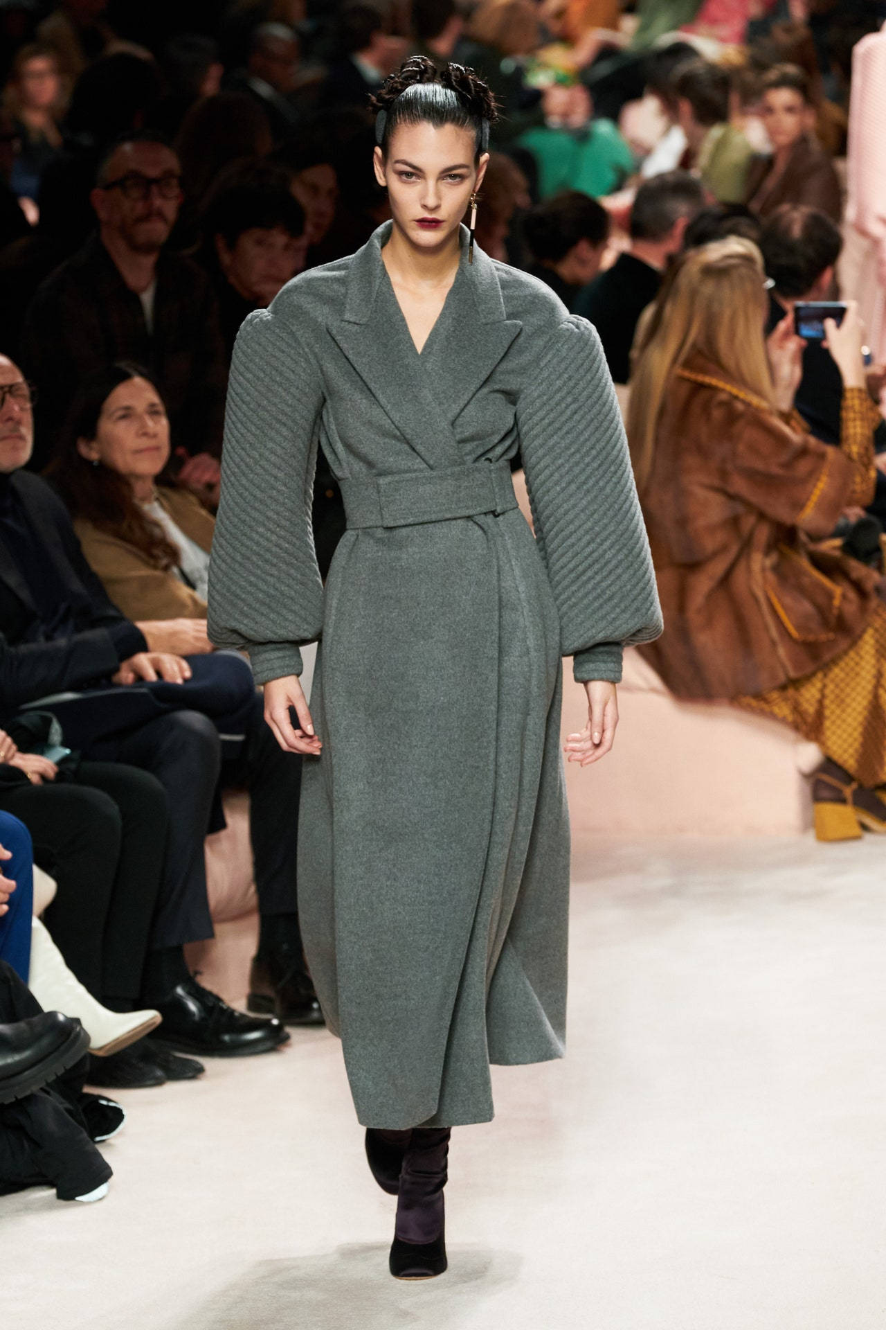 Fendi, thick robe, structured grey coat, Full HD Phone Wallpaper