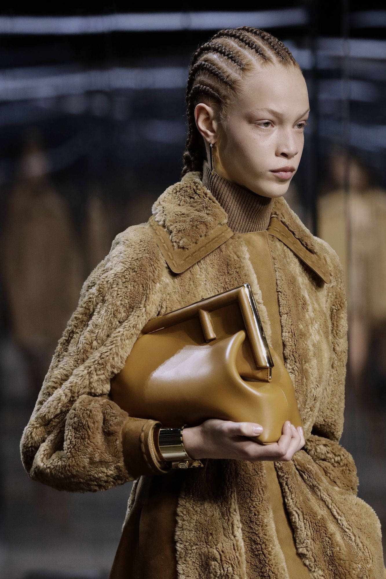 Fendi, fur coat, plush brown fur coat, Full HD Phone Wallpaper