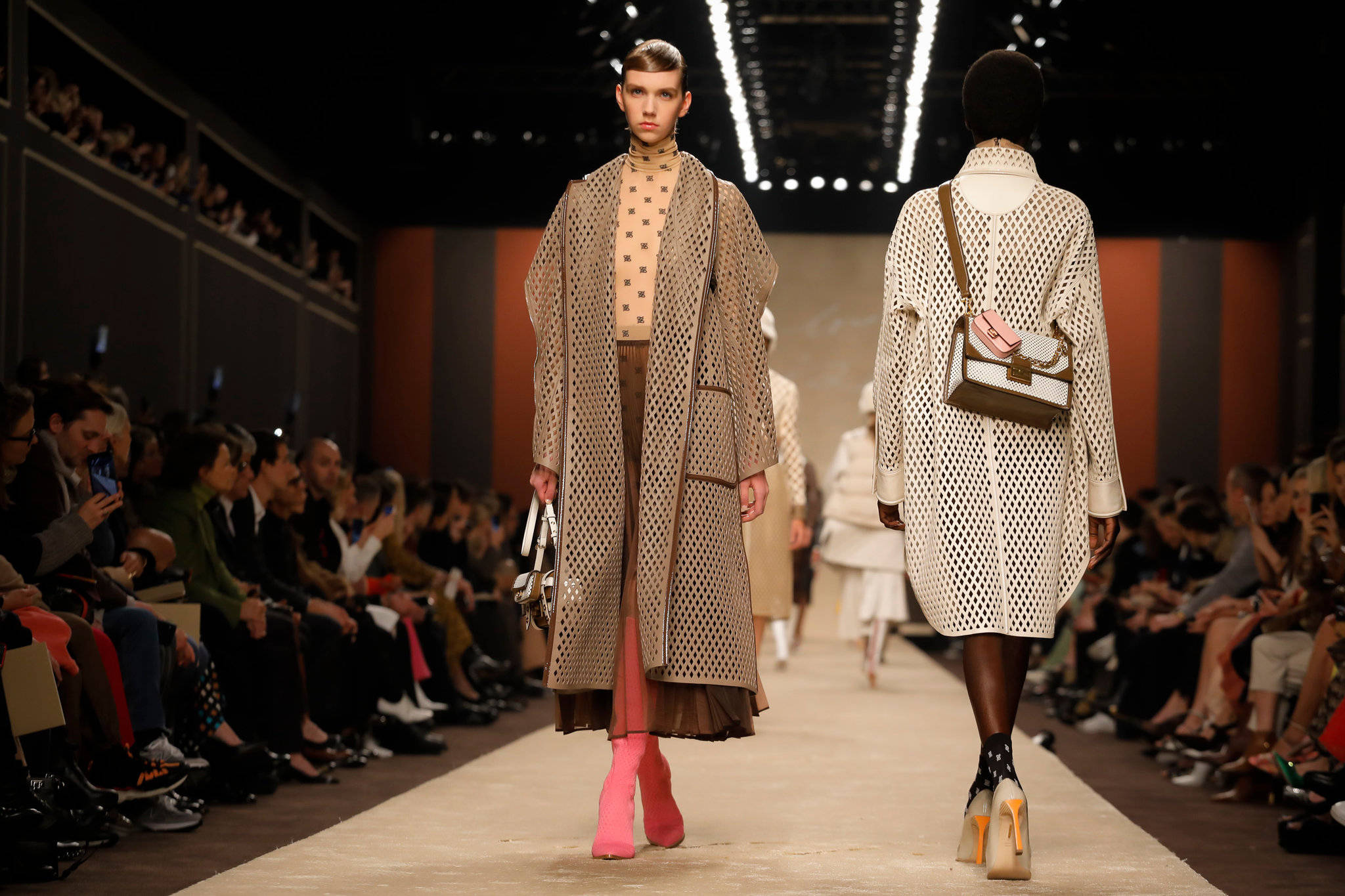 Fendi, net cardigan, avant-garde perforated coats, Full HD Desktop Wallpaper