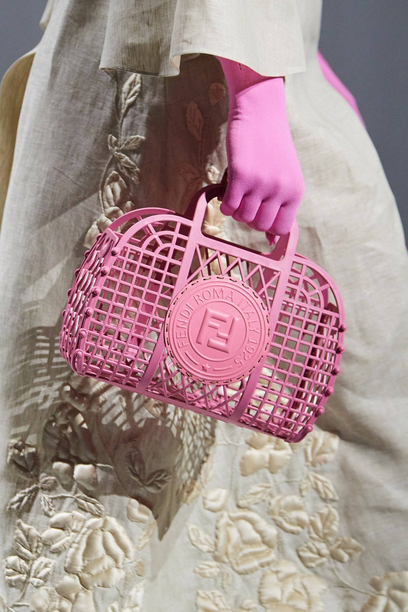 Fendi, pink pouch, vibrant pink mesh, Full HD Phone Wallpaper