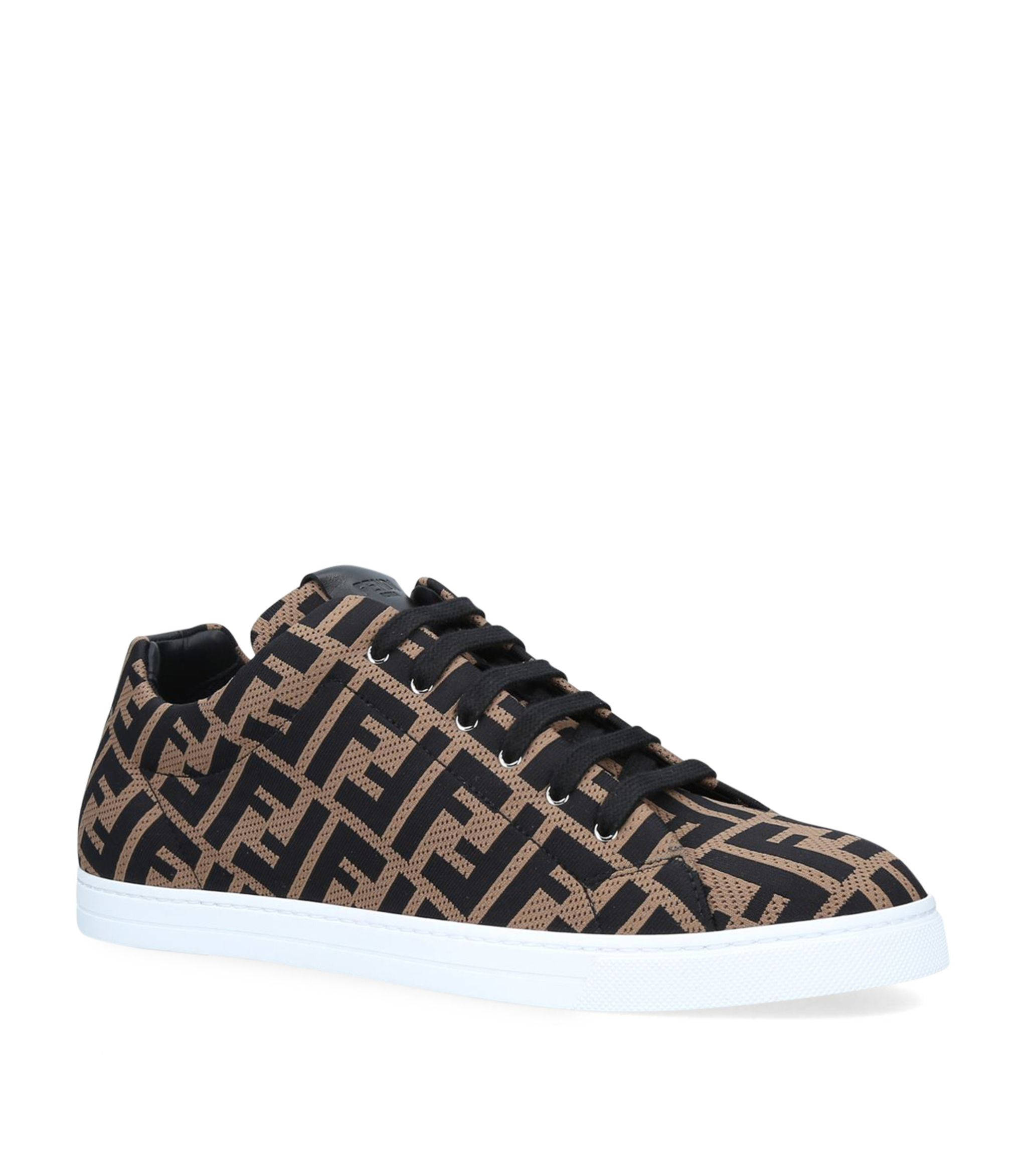 Fendi, black and beige patterned sneaker, white sole, Full HD Phone Wallpaper