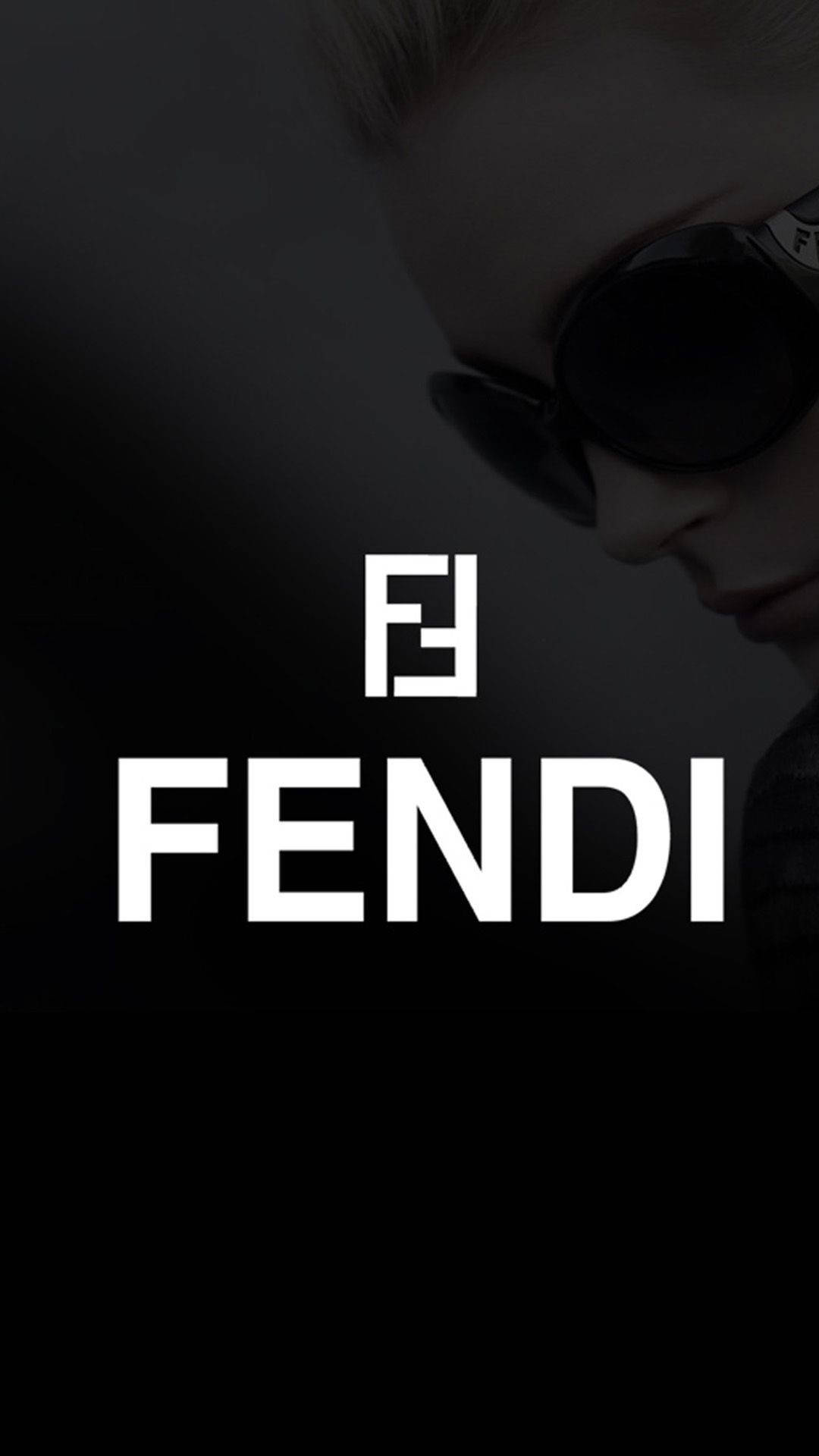 Fendi, white FENDI logo, black background, Full HD Phone Wallpaper