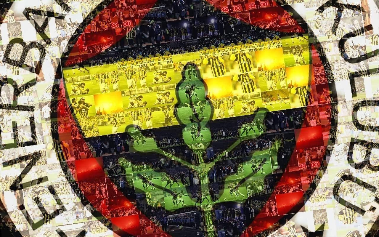 Fenerbahce, green and yellow emblem, black graffiti text, HD Desktop Wallpaper
