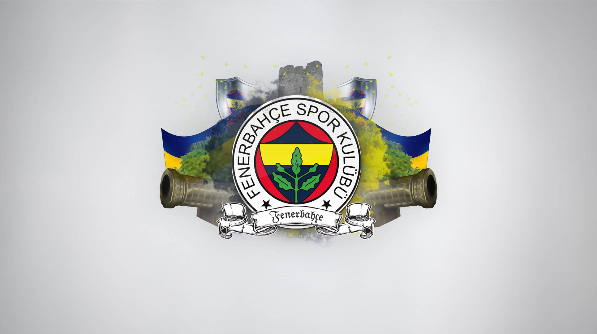 Fenerbahce, cannons, flags, Full HD Desktop Wallpaper