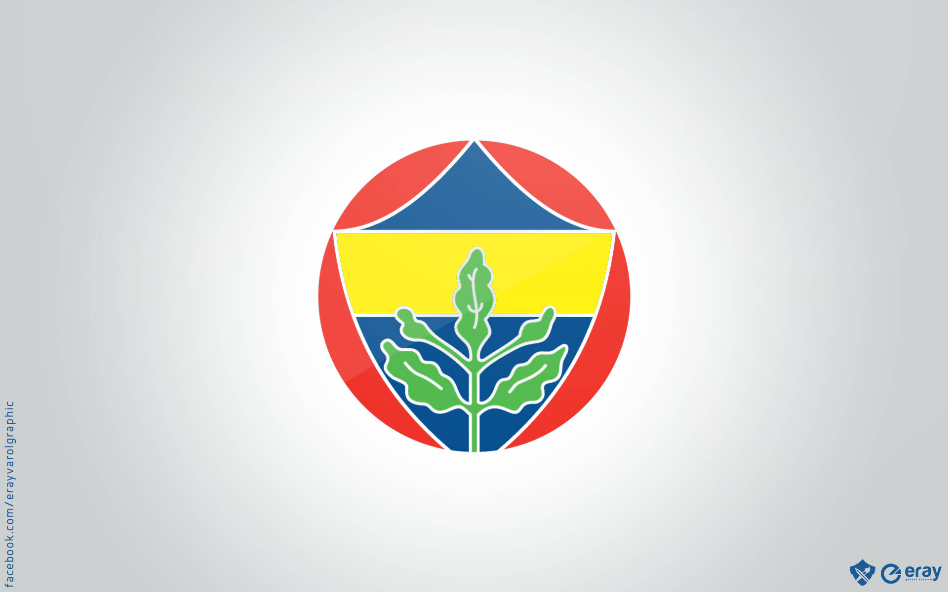 Fenerbahce, red circle, green plant sprout, Full HD Desktop Wallpaper