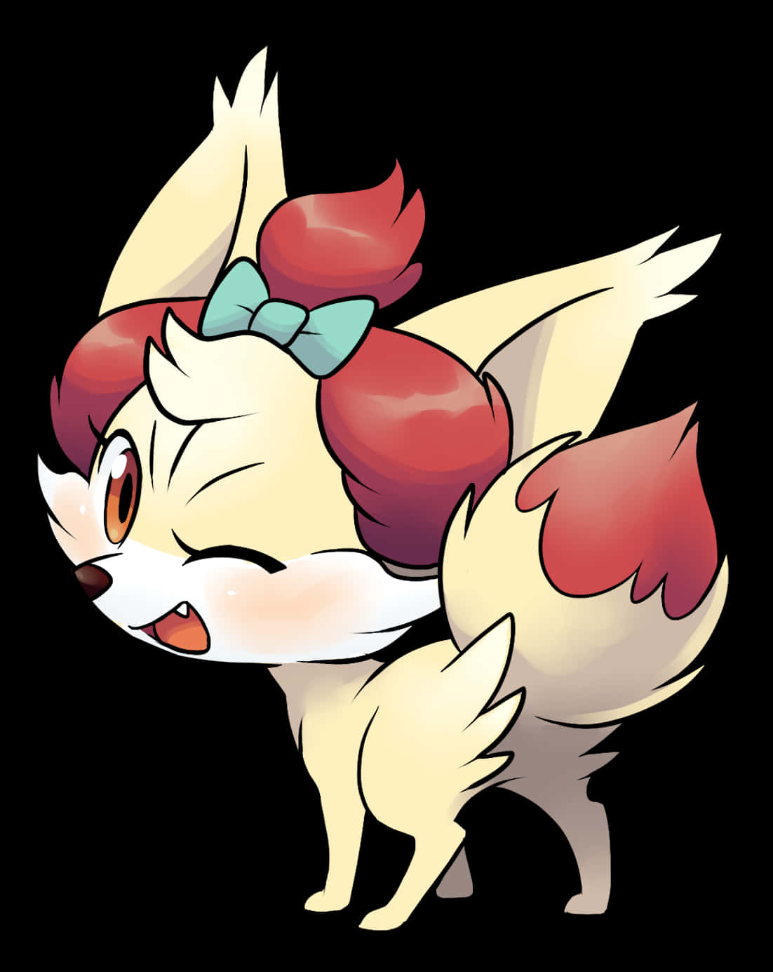 Fennekin, anime-style, red hair, HD Phone Wallpaper