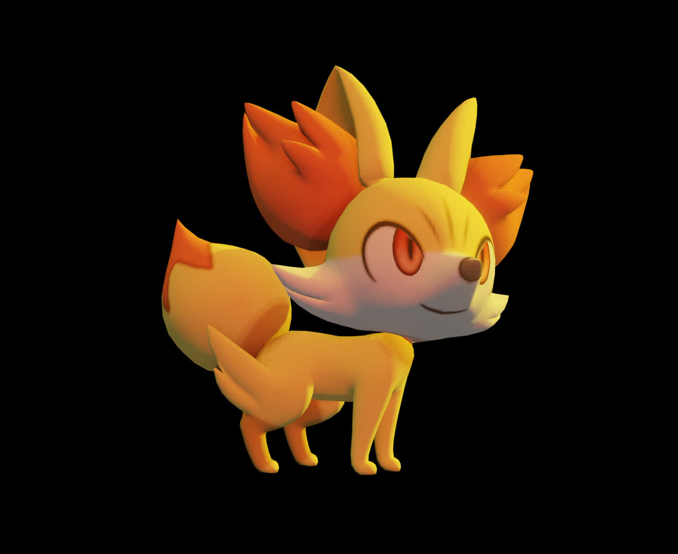 Fennekin, 3d-rendered, orange and yellow fur, HD Desktop Wallpaper