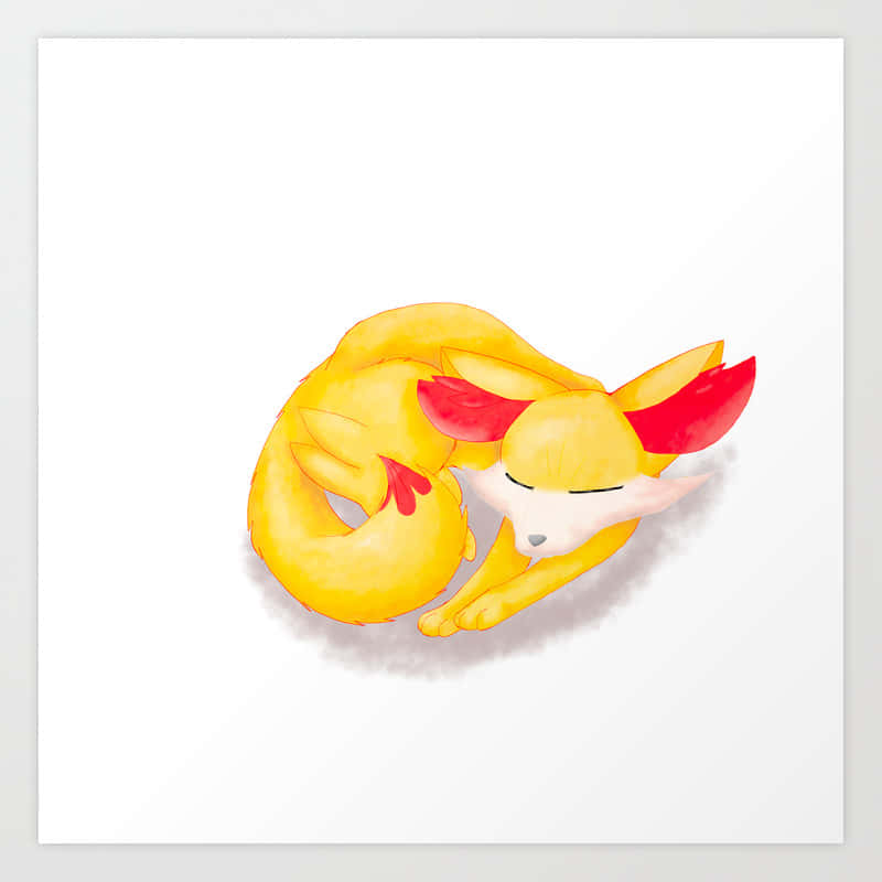 Fennekin, yellow, red ears, SD Desktop Wallpaper