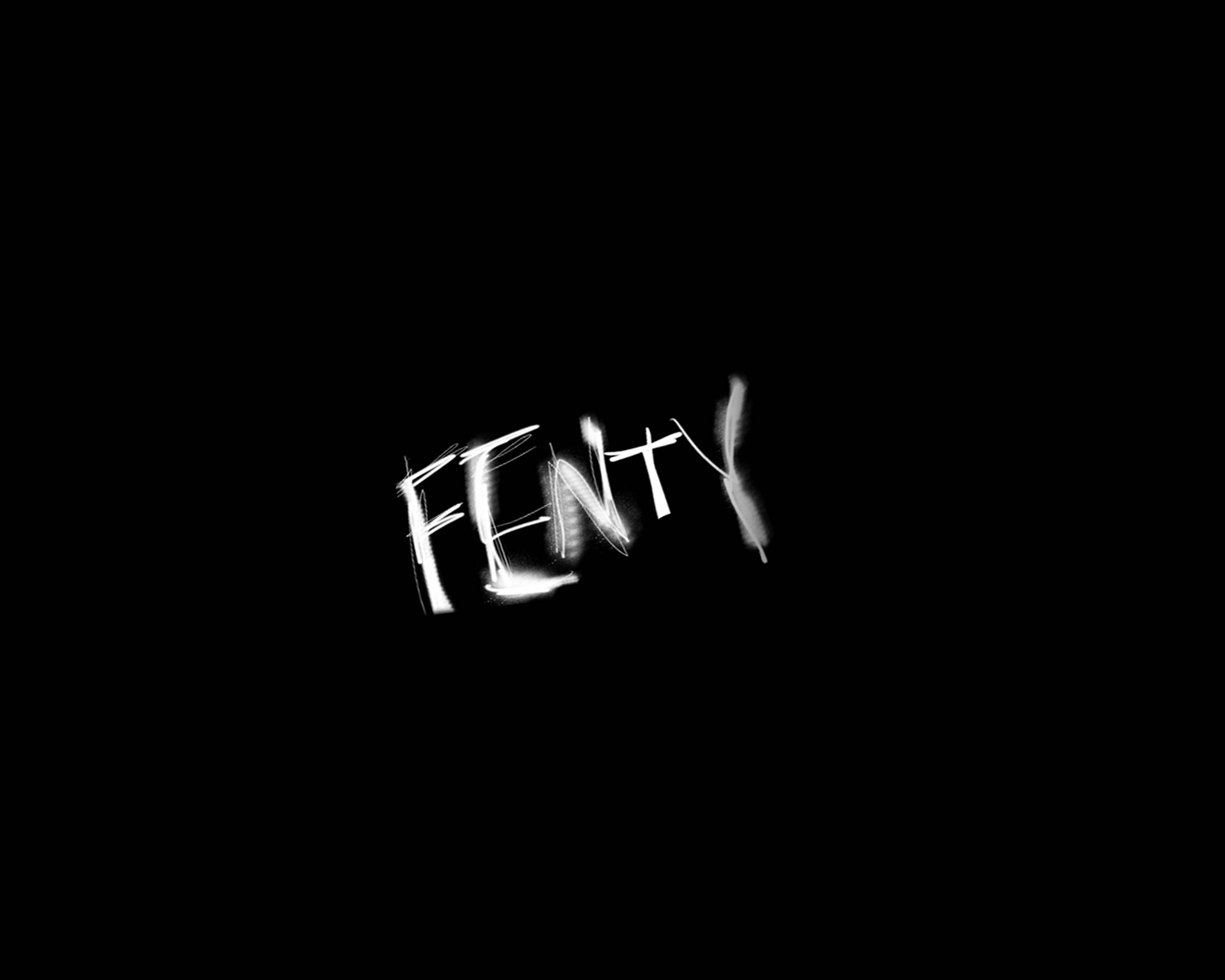 Fenty, black background, white graffiti-style lettering, Full HD Desktop Wallpaper