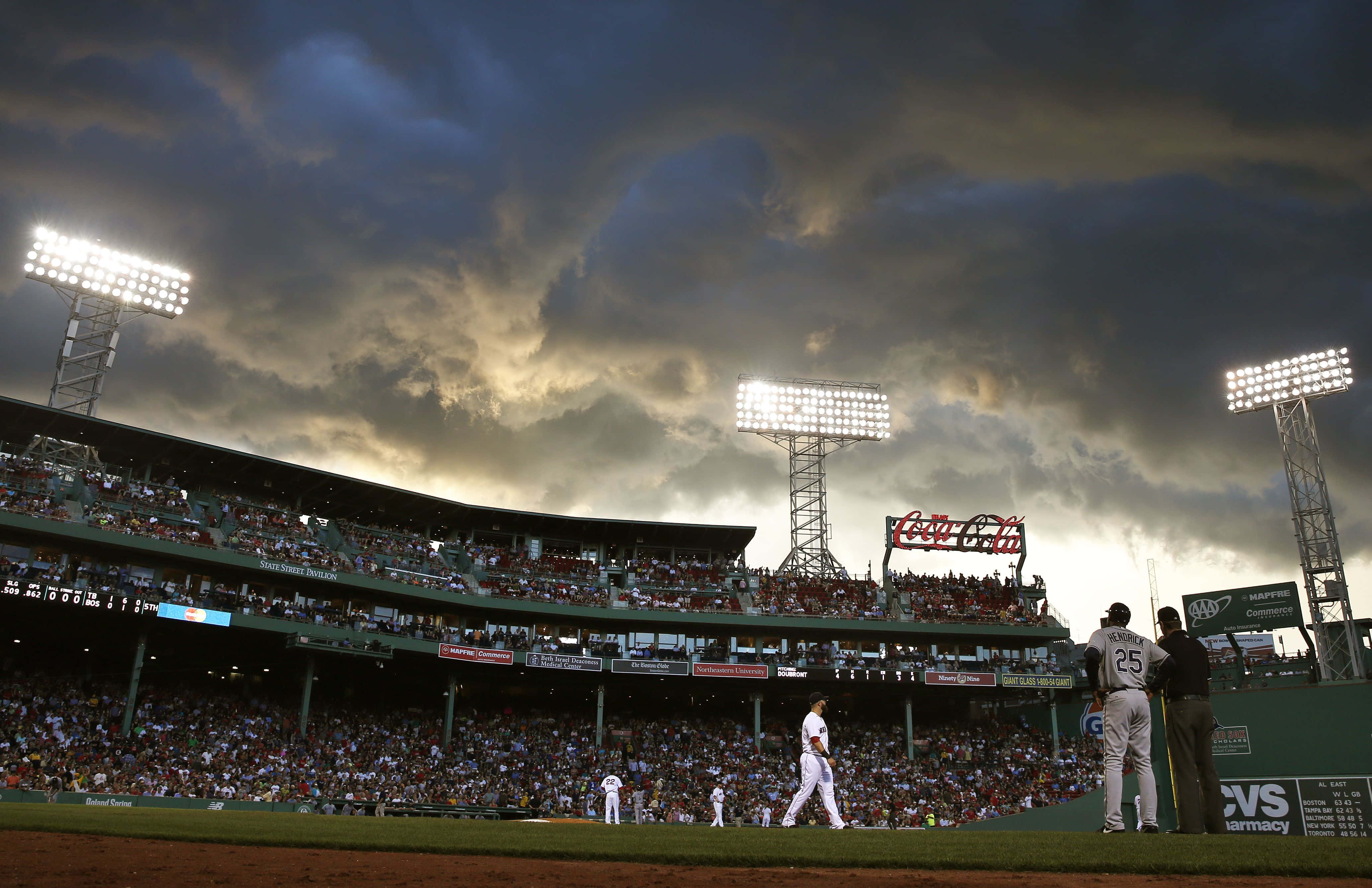Fenway Park, stadium lights, crowd-filled stands, 4K Desktop Wallpaper