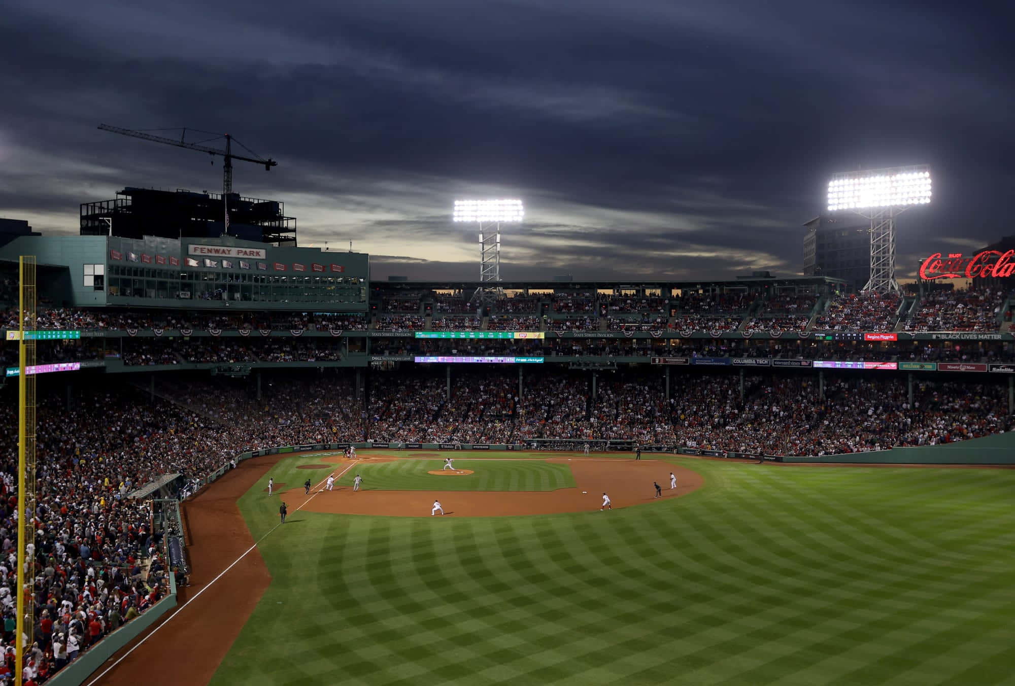 Fenway Park, baseball game, storm clouds, Full HD Desktop Wallpaper