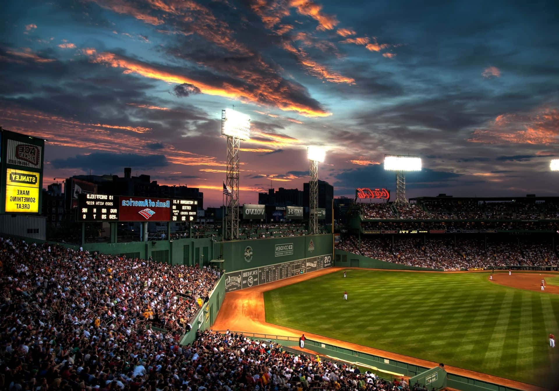 Fenway Park, 4K, dusk, Full HD Desktop Wallpaper