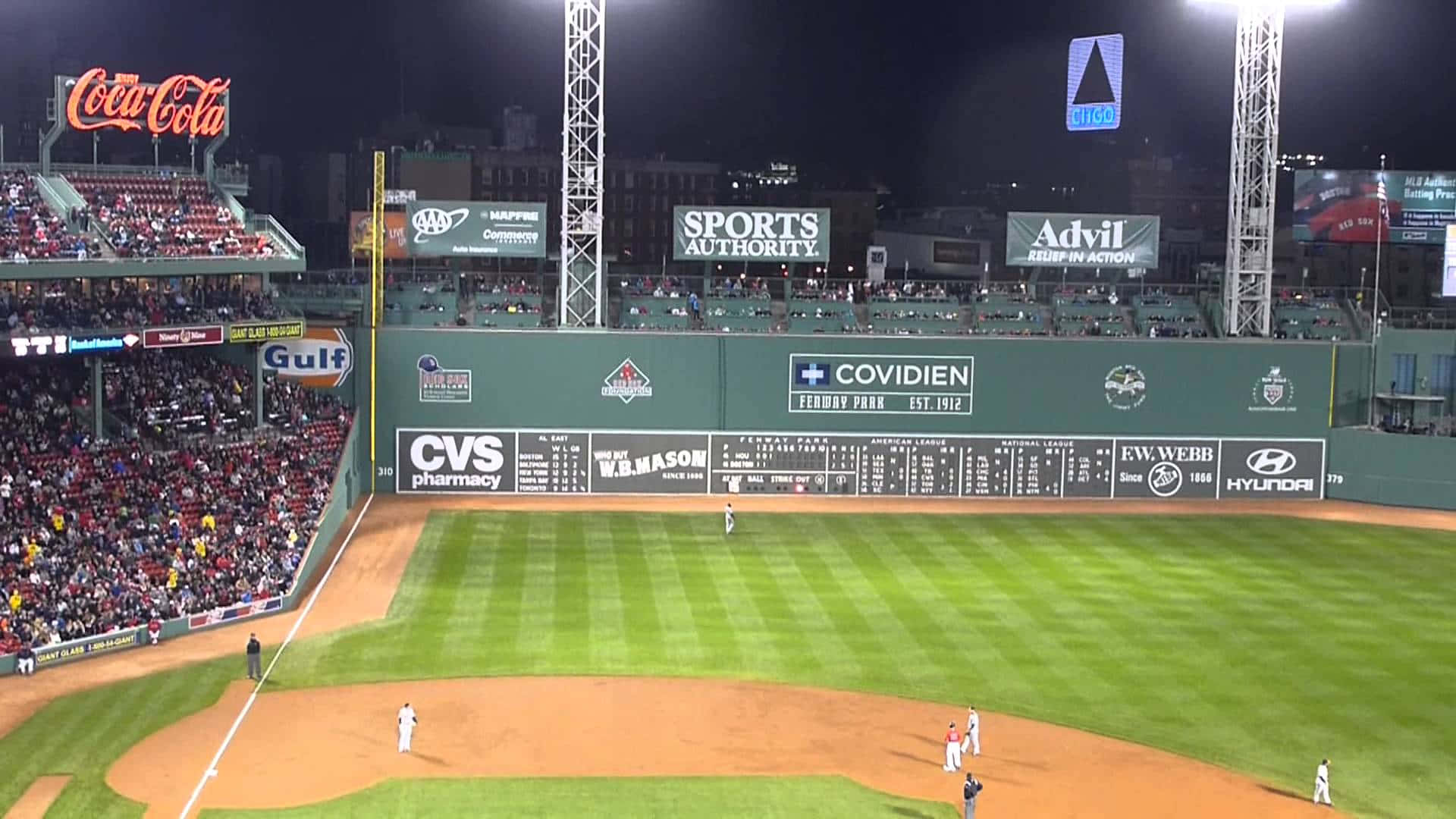Fenway Park, 4K, night baseball game, Full HD Desktop Wallpaper
