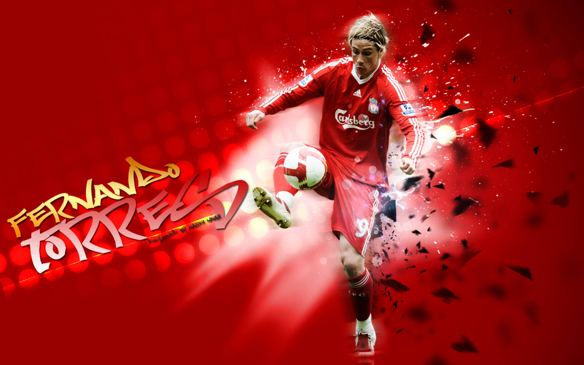 Fernando Torres, red Liverpool kit, soccer ball, Full HD Desktop Wallpaper