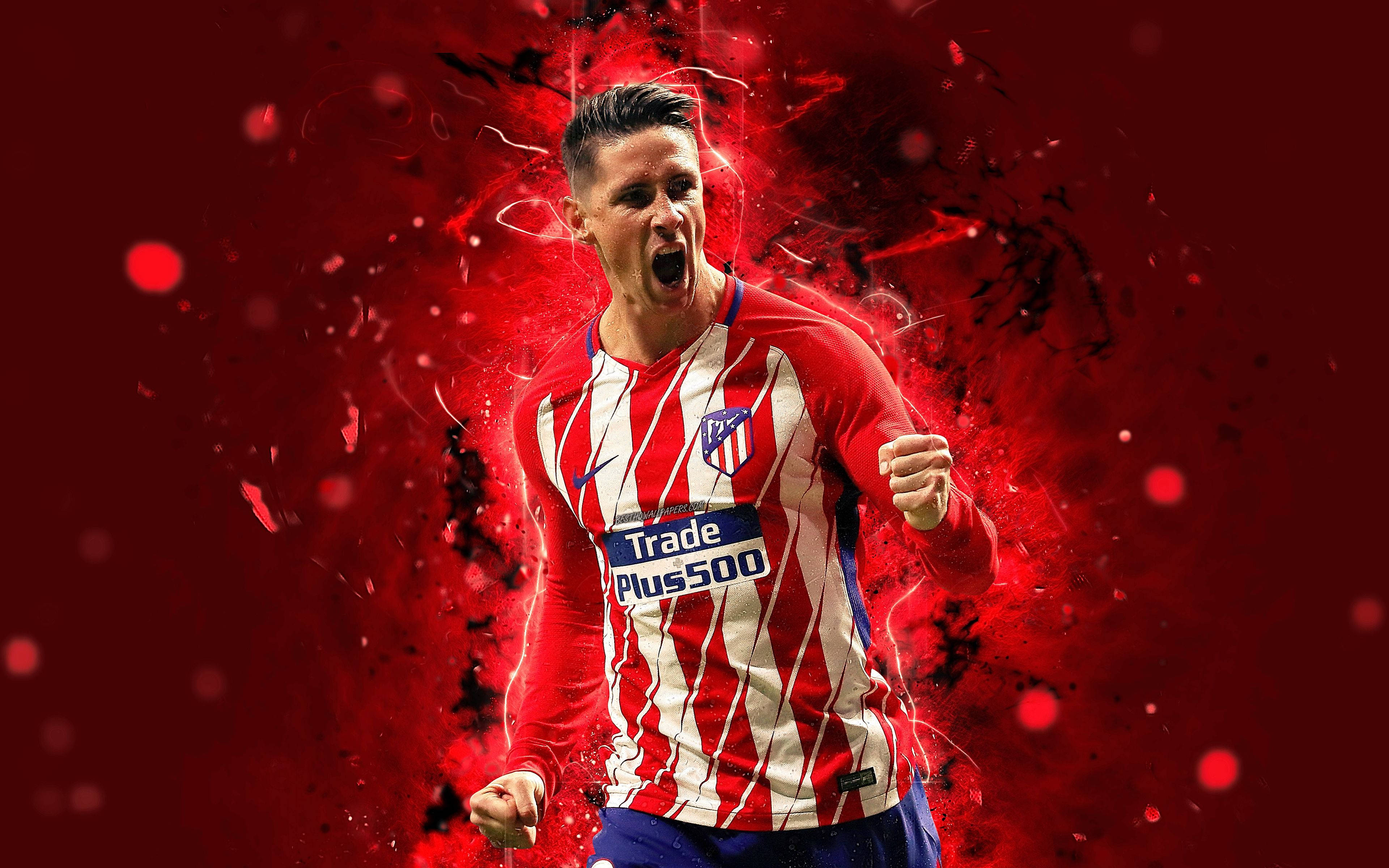 Fernando Torres, red and white striped jersey, victory pose, 4K Desktop Wallpaper