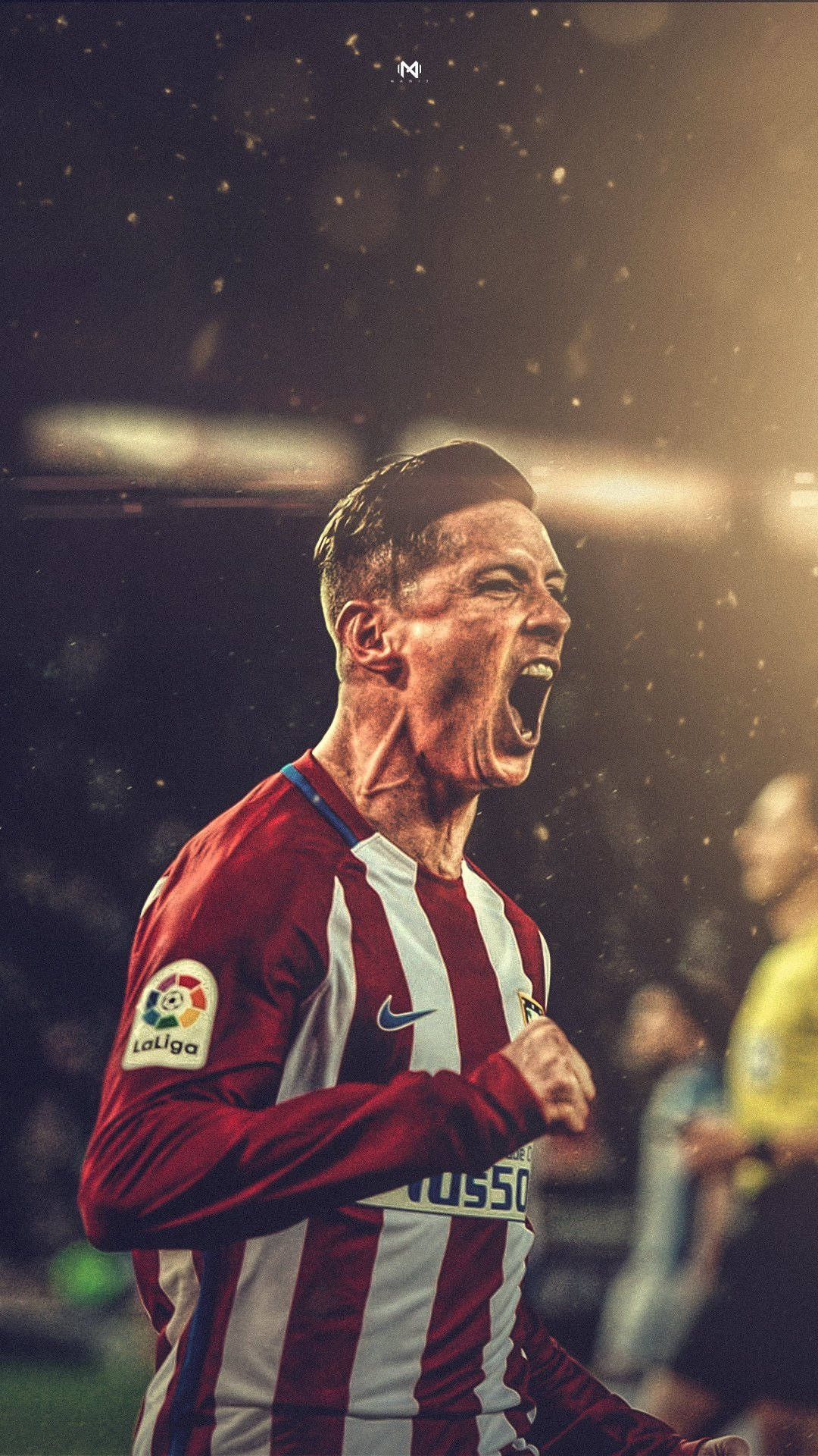 Fernando Torres, red and white striped jersey, stadium lights, Full HD Phone Wallpaper