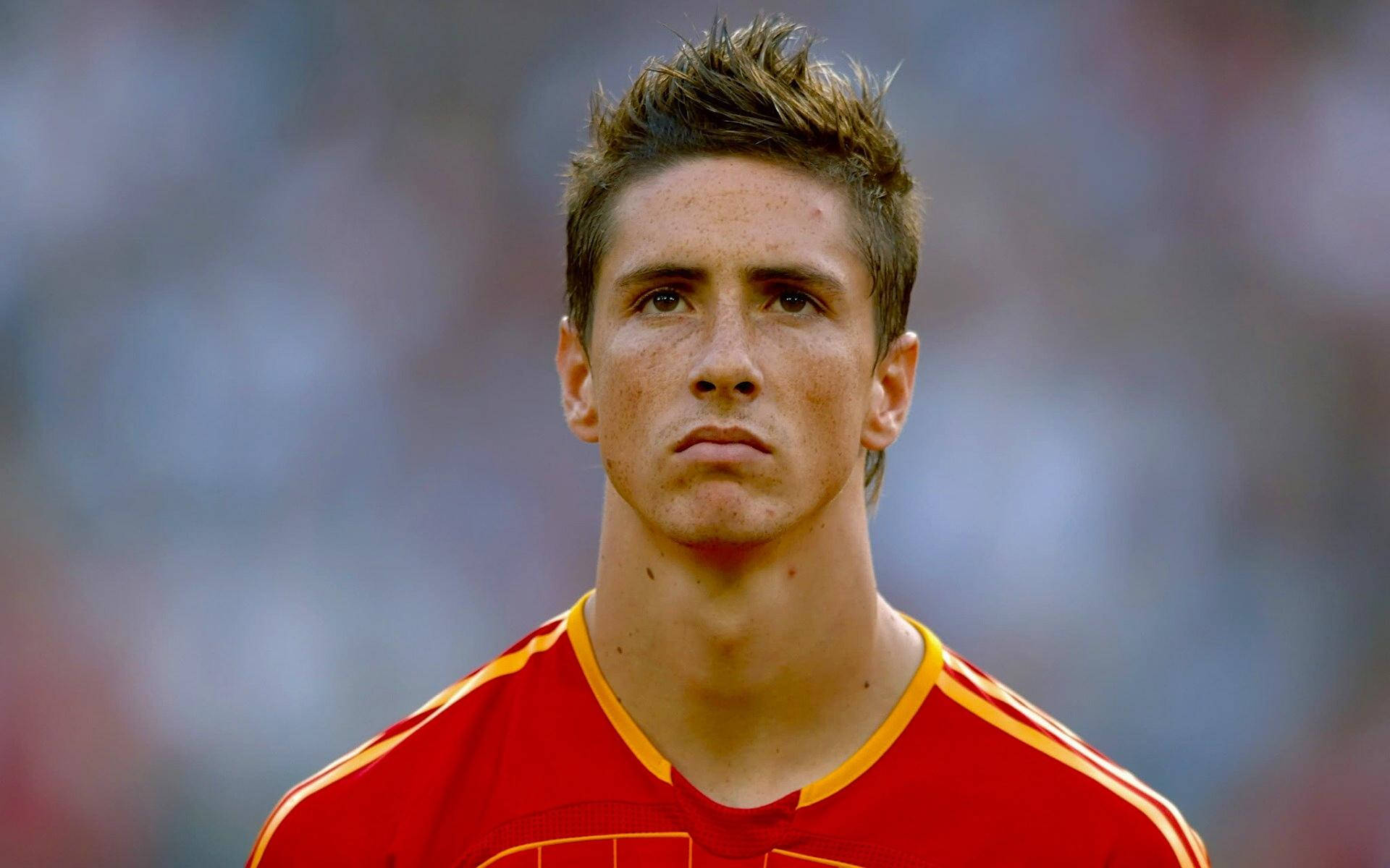 Fernando Torres, red and yellow jersey, stadium crowd, Full HD Desktop Wallpaper