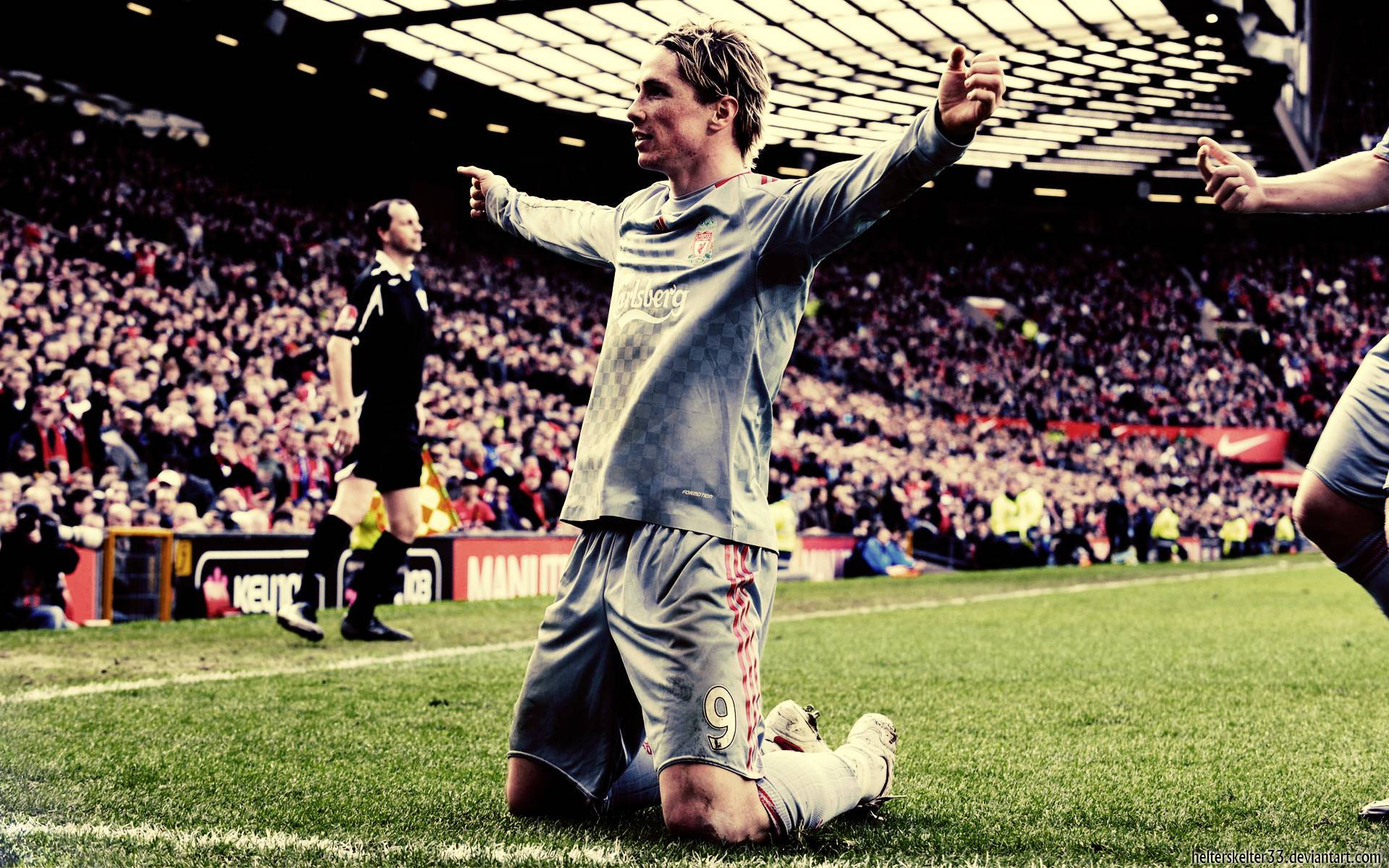 Fernando Torres, grass, stadium lights, Full HD Desktop Wallpaper