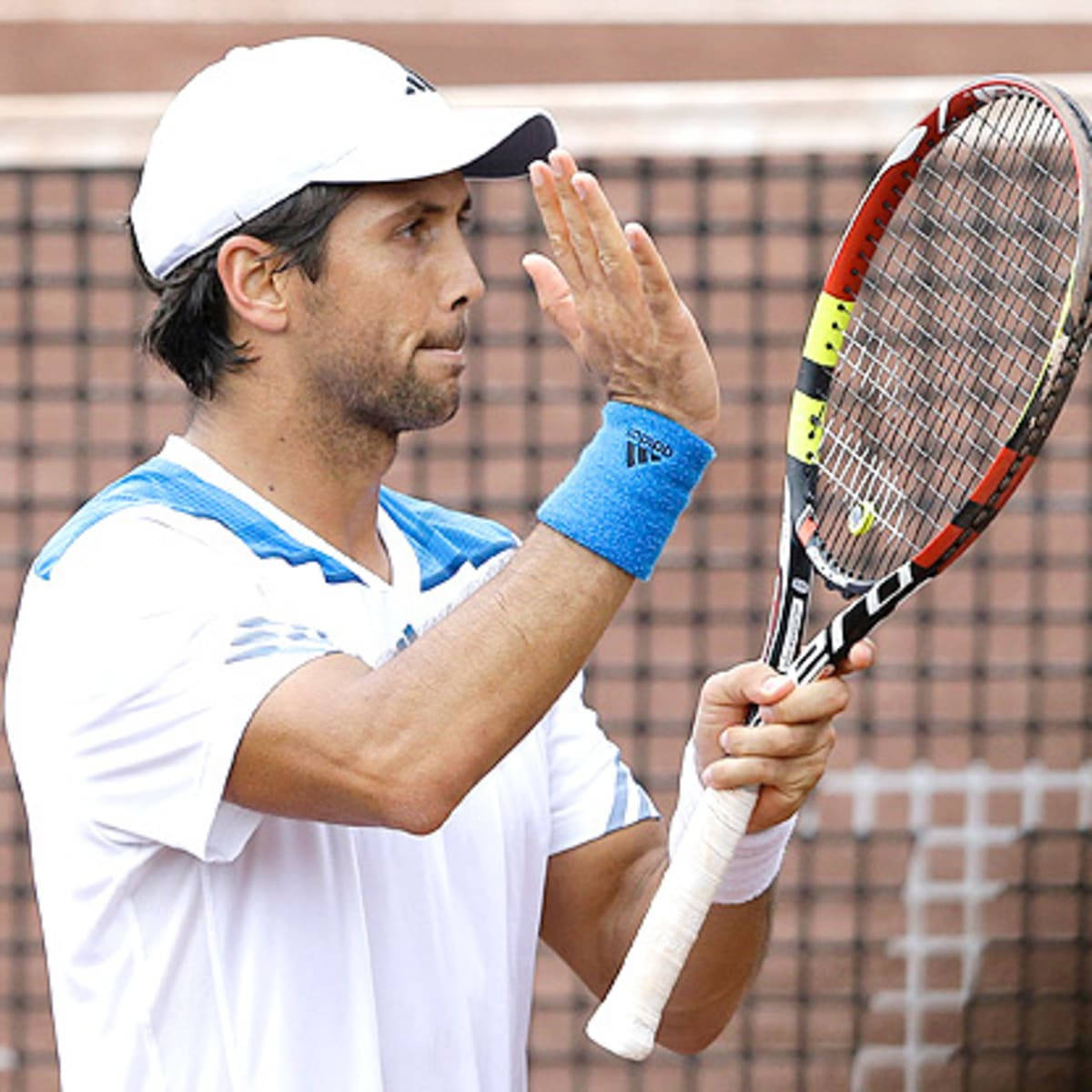 Fernando Verdasco, white and blue gear, racket, SD Desktop Wallpaper