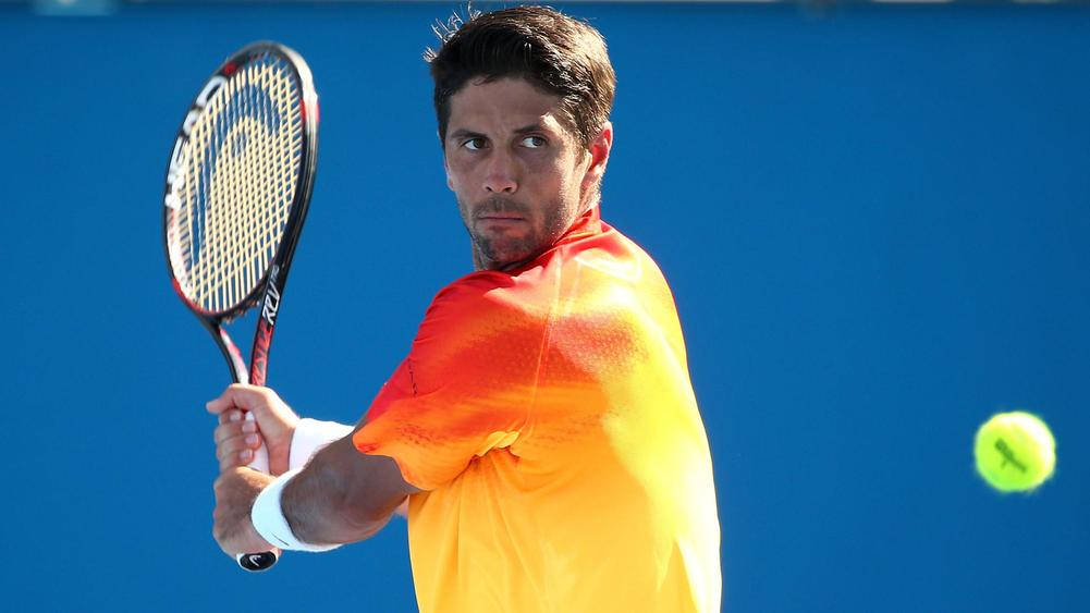 Fernando Verdasco, vibrant orange shirt, bright yellow tennis ball, SD Desktop Wallpaper